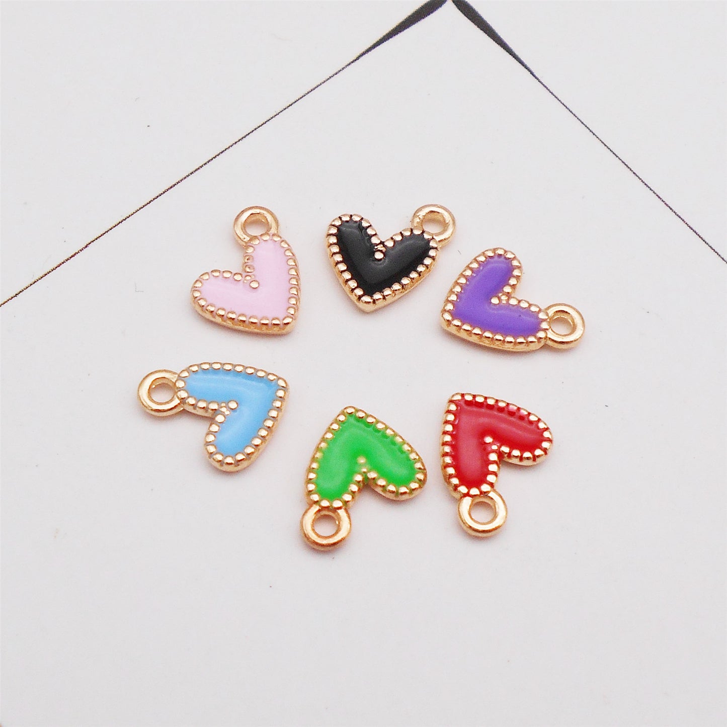 12Pcs Minimalist Heart Charm Enamel Alloy Pendant for Jewelry Necklace Earrings Making DIY Crafts Decor 9x9mm
