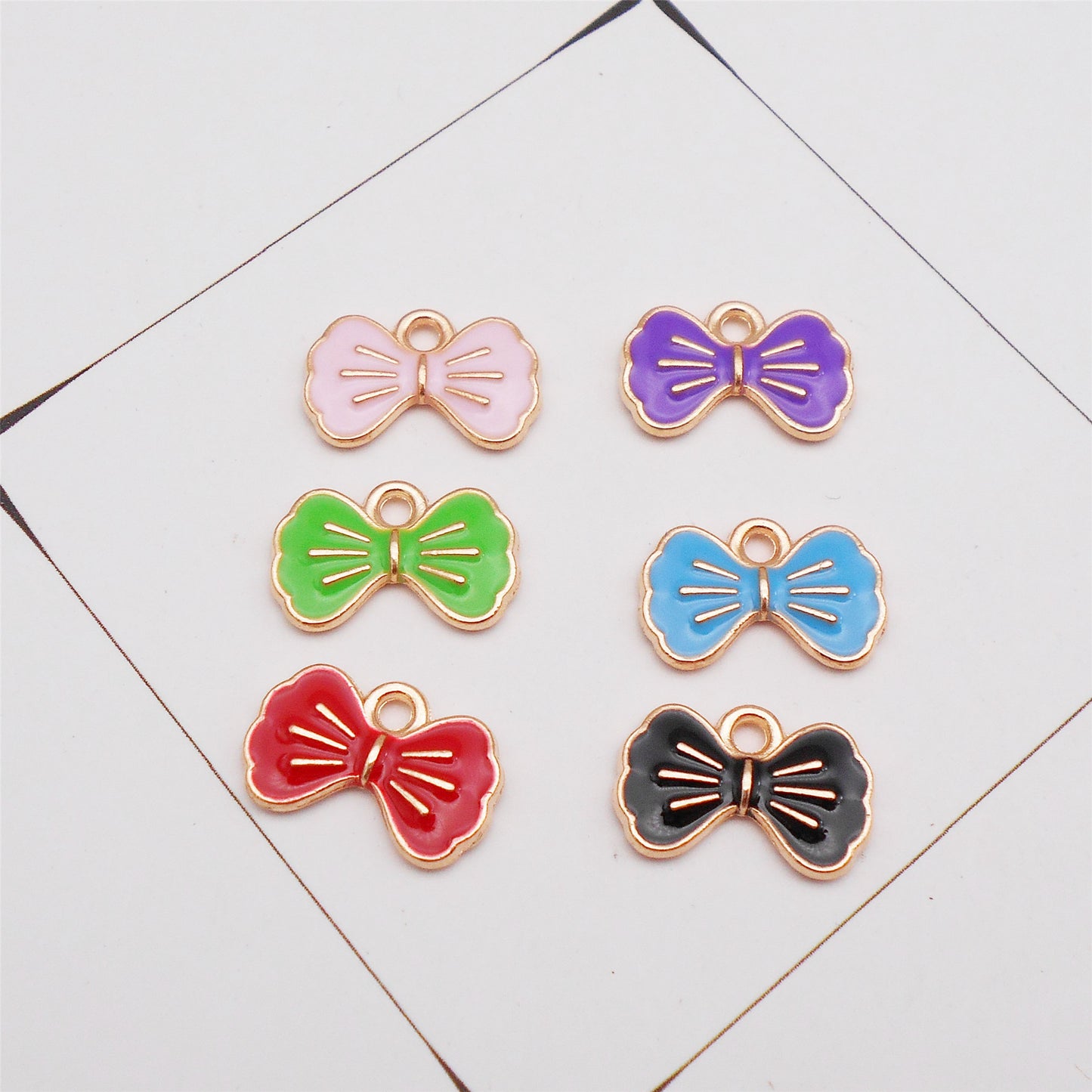 12Pcs Enamel Bow Charm Alloy 10x15mm Bowknot Pendant DIY Jewelry Dangle Necklace Bracelet Earrings Making Accessory Crafts Decor