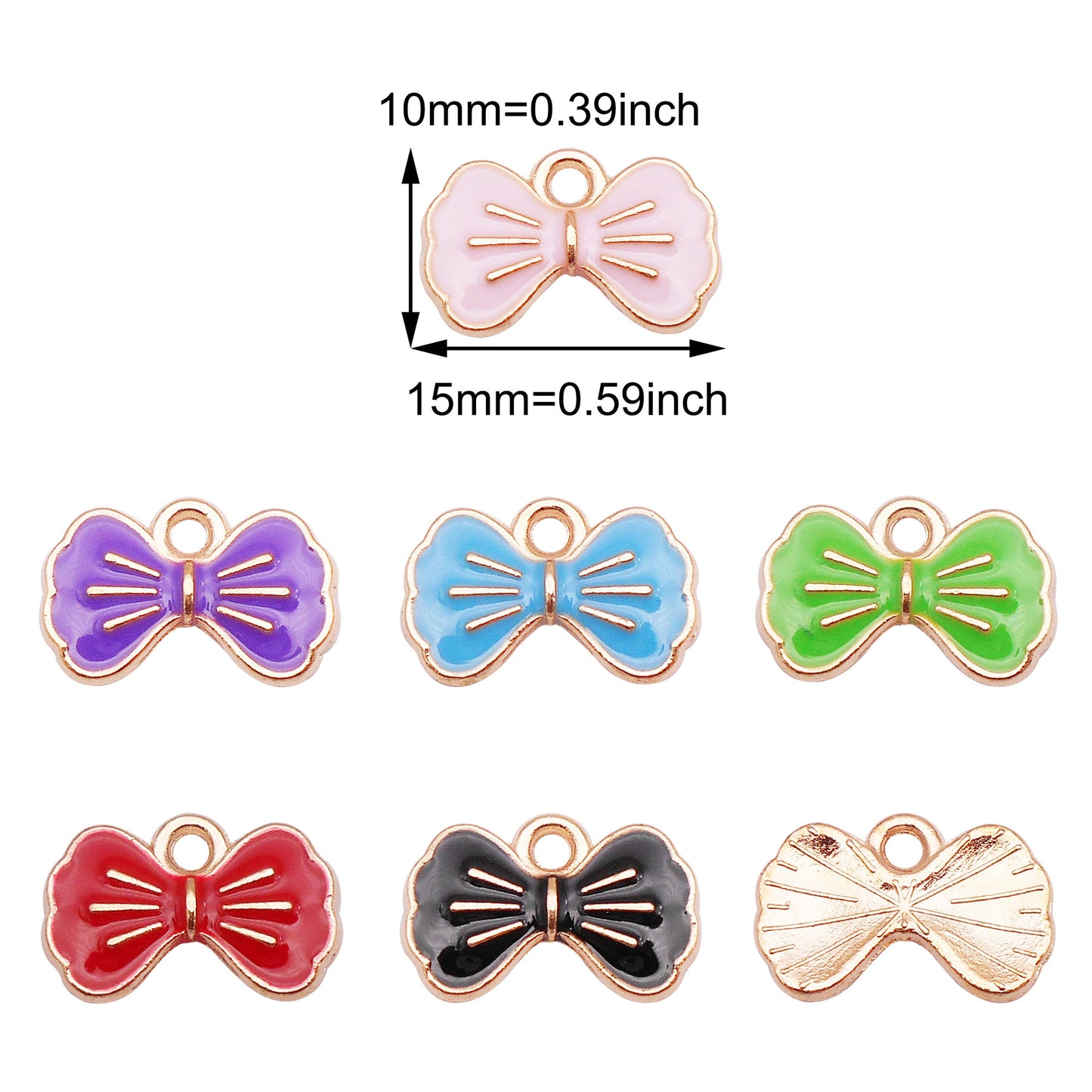 12Pcs Enamel Bow Charm Alloy 10x15mm Bowknot Pendant DIY Jewelry Dangle Necklace Bracelet Earrings Making Accessory Crafts Decor