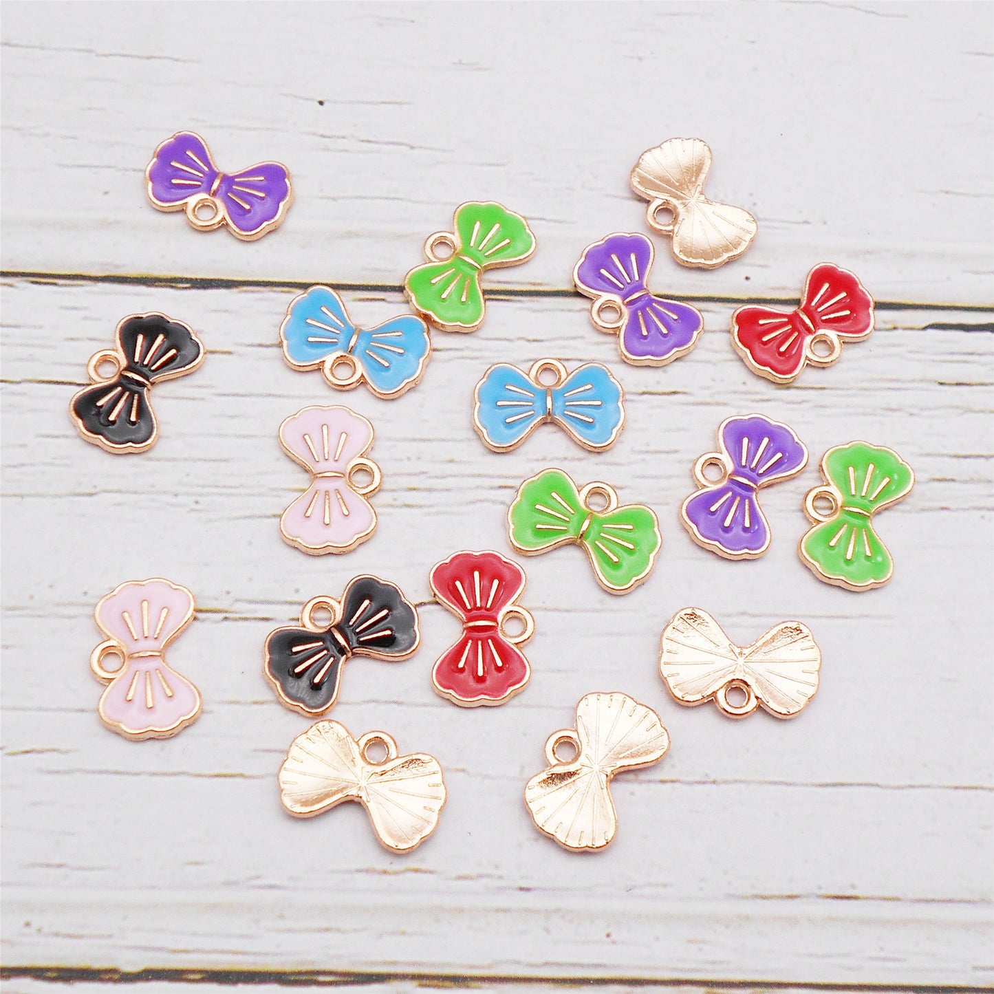 12Pcs Enamel Bow Charm Alloy 10x15mm Bowknot Pendant DIY Jewelry Dangle Necklace Bracelet Earrings Making Accessory Crafts Decor