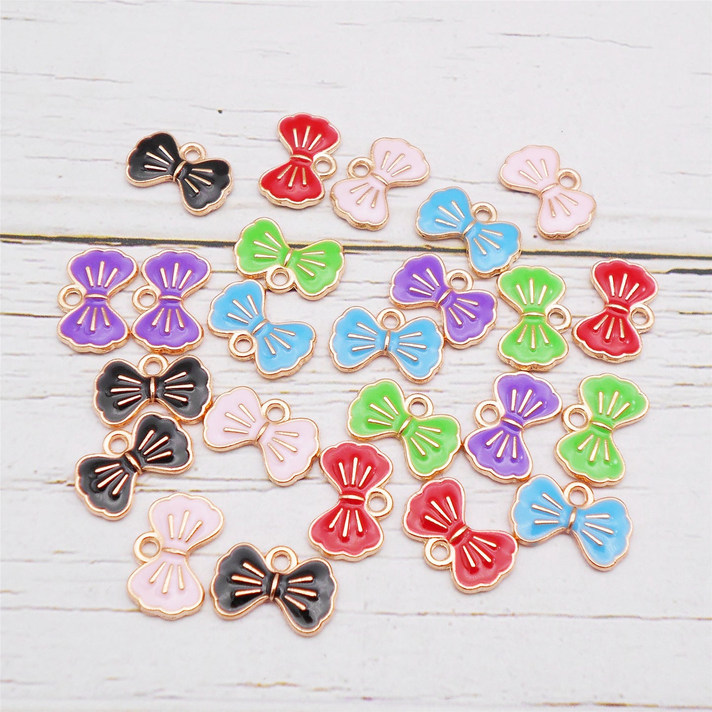 12Pcs Enamel Bow Charm Alloy 10x15mm Bowknot Pendant DIY Jewelry Dangle Necklace Bracelet Earrings Making Accessory Crafts Decor