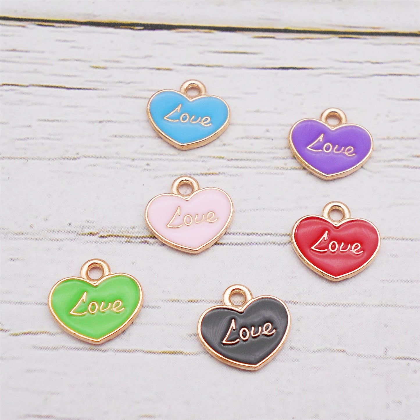 12Pcs Minimalist Heart Charm Enamel Alloy Pendant for Jewelry Necklace Earrings Making DIY Crafts Decor 9x9mm