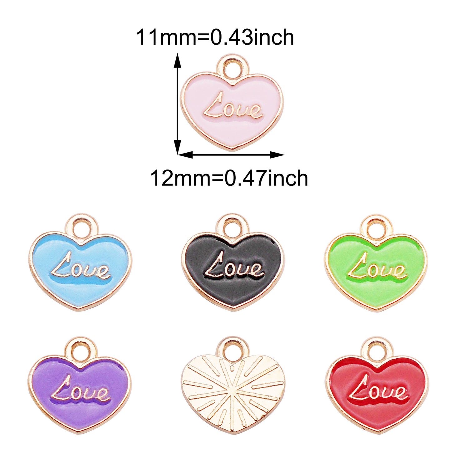 12Pcs Minimalist Heart Charm Enamel Alloy Pendant for Jewelry Necklace Earrings Making DIY Crafts Decor 9x9mm