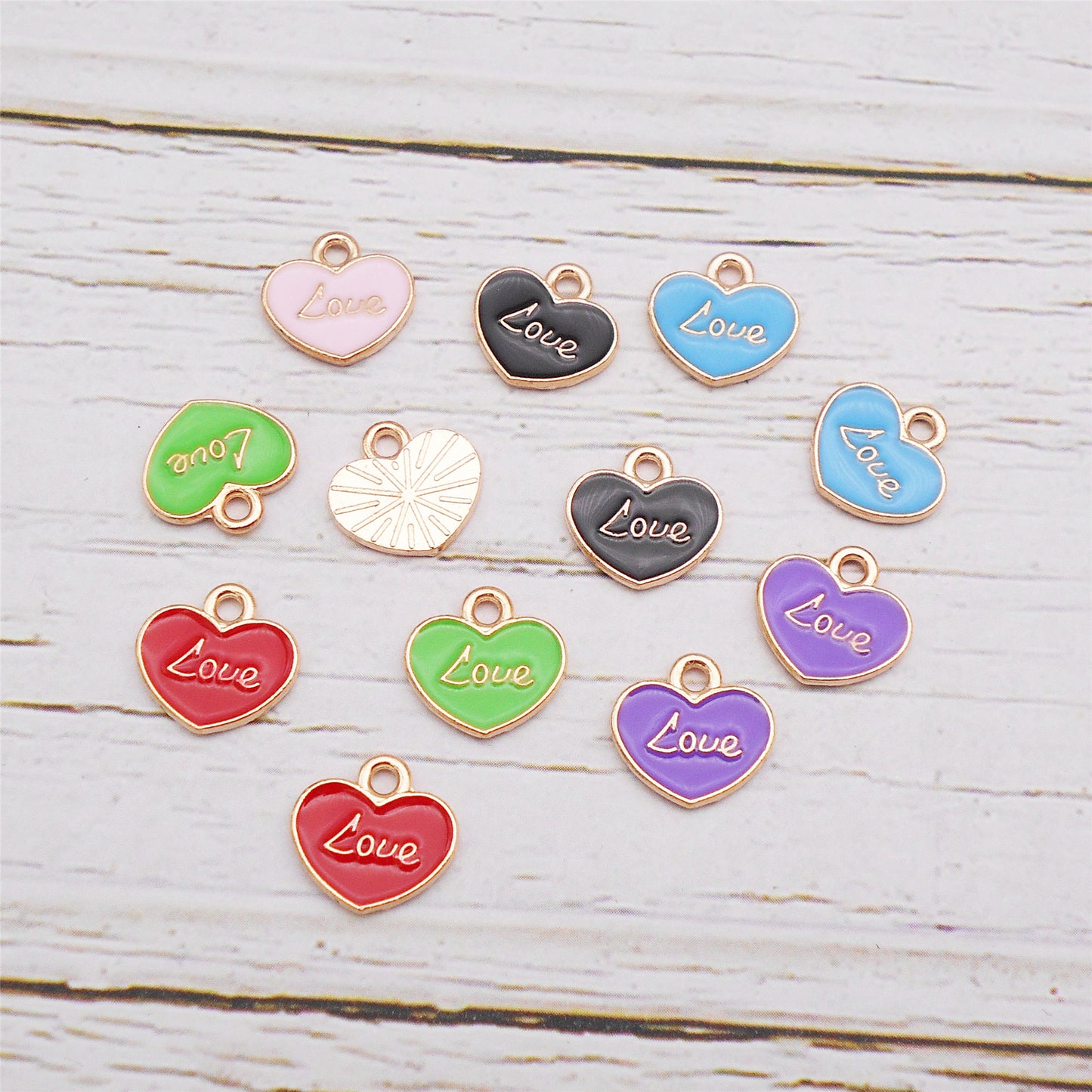 12Pcs Minimalist Heart Charm Enamel Alloy Pendant for Jewelry Necklace Earrings Making DIY Crafts Decor 9x9mm
