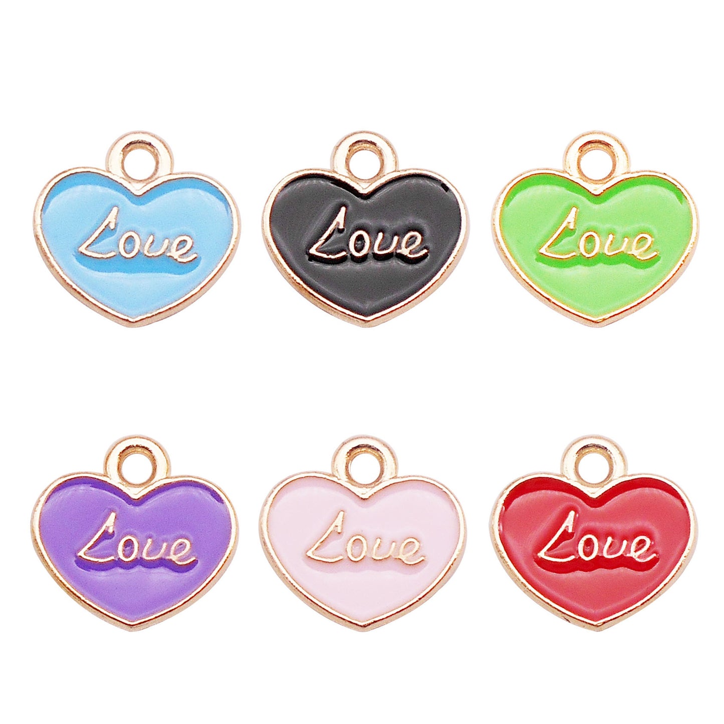 12Pcs Minimalist Heart Charm Enamel Alloy Pendant for Jewelry Necklace Earrings Making DIY Crafts Decor 9x9mm