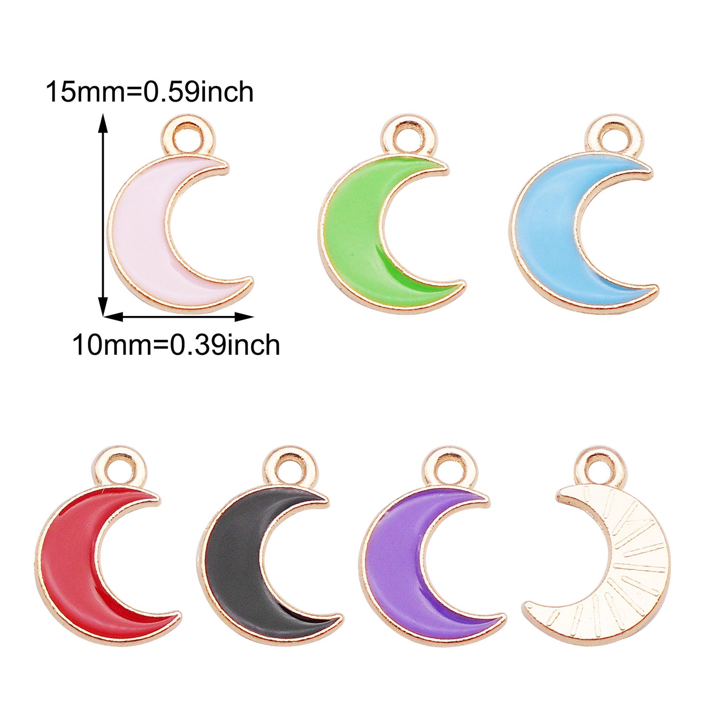 12Pcs Gold Edge Enamel New Moon Charm 15x10mm Alloy Crescent Pendant DIY Jewelry Accessory for Necklace Bracelet Earrings Making Crafts Decor