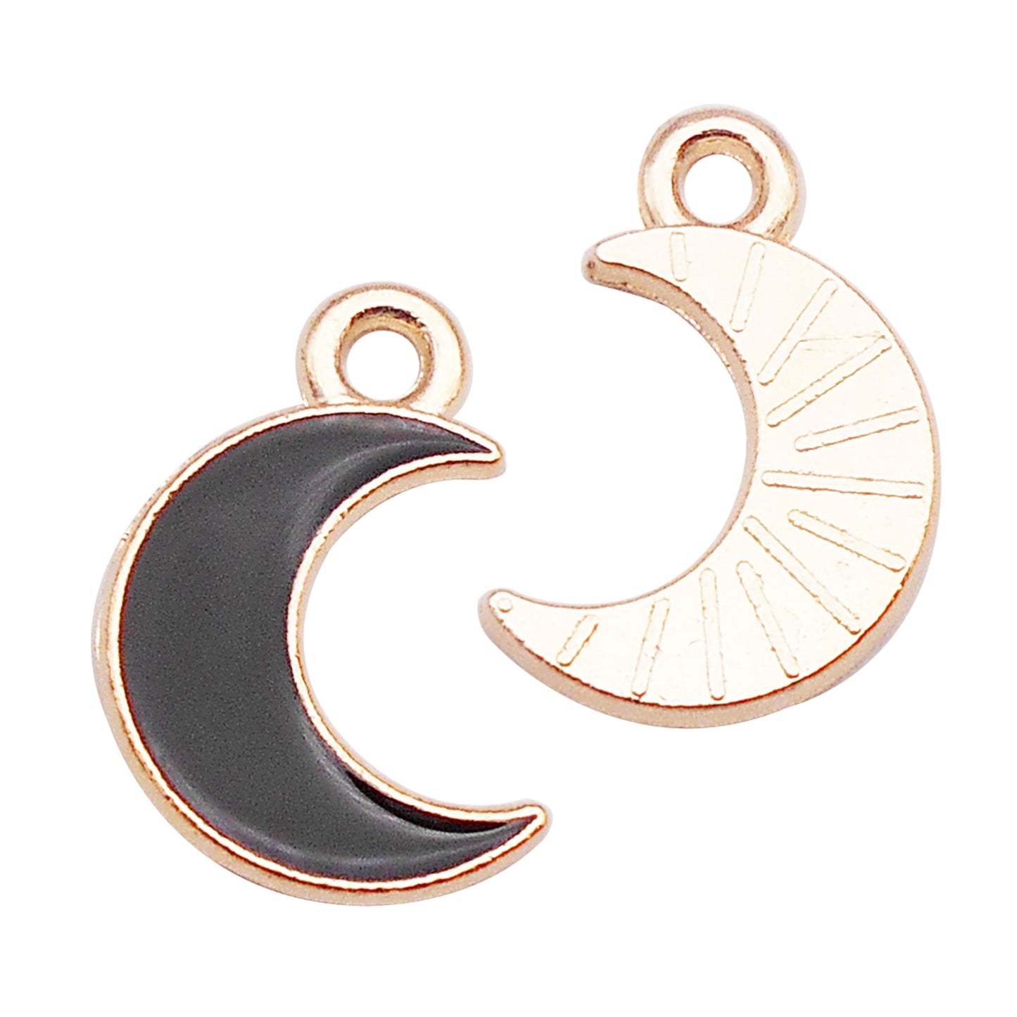 12Pcs Gold Edge Enamel New Moon Charm 15x10mm Alloy Crescent Pendant DIY Jewelry Accessory for Necklace Bracelet Earrings Making Crafts Decor