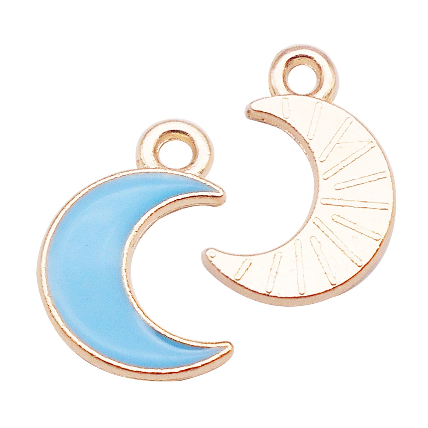 12Pcs Gold Edge Enamel New Moon Charm 15x10mm Alloy Crescent Pendant DIY Jewelry Accessory for Necklace Bracelet Earrings Making Crafts Decor