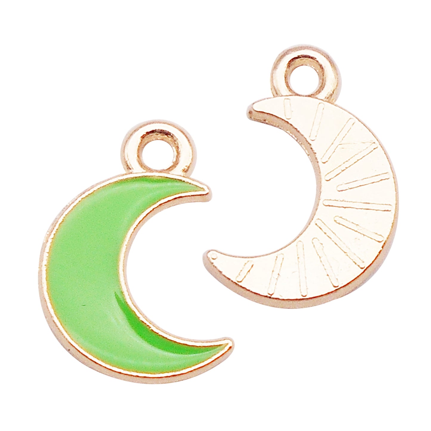 12Pcs Gold Edge Enamel New Moon Charm 15x10mm Alloy Crescent Pendant DIY Jewelry Accessory for Necklace Bracelet Earrings Making Crafts Decor