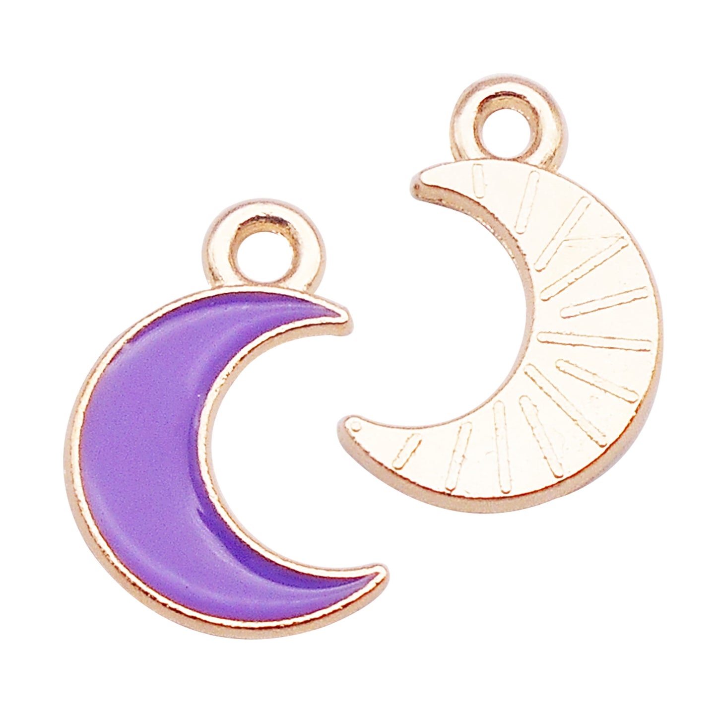 12Pcs Gold Edge Enamel New Moon Charm 15x10mm Alloy Crescent Pendant DIY Jewelry Accessory for Necklace Bracelet Earrings Making Crafts Decor