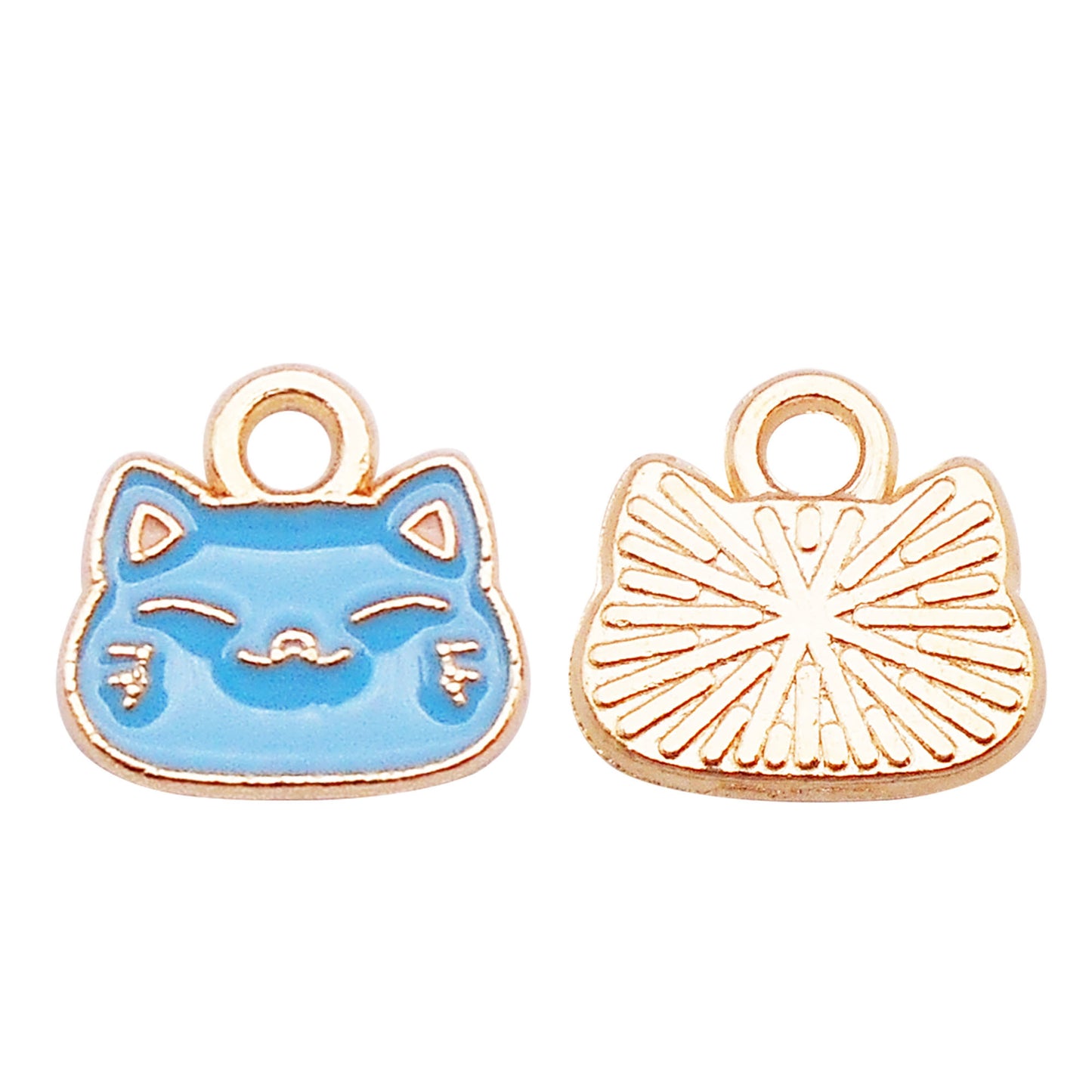12pcs Cartoon Cat Head Charm 10x10mm Enamel Alloy Pendant for Jewelry Necklace Bracelet Earrings Making DIY Crafts Key Chain Decor