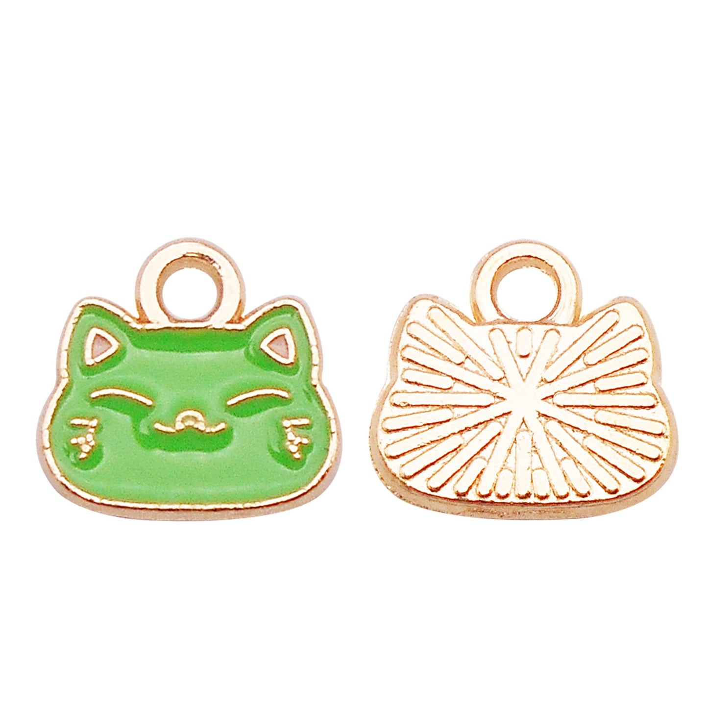 12pcs Cartoon Cat Head Charm 10x10mm Enamel Alloy Pendant for Jewelry Necklace Bracelet Earrings Making DIY Crafts Key Chain Decor