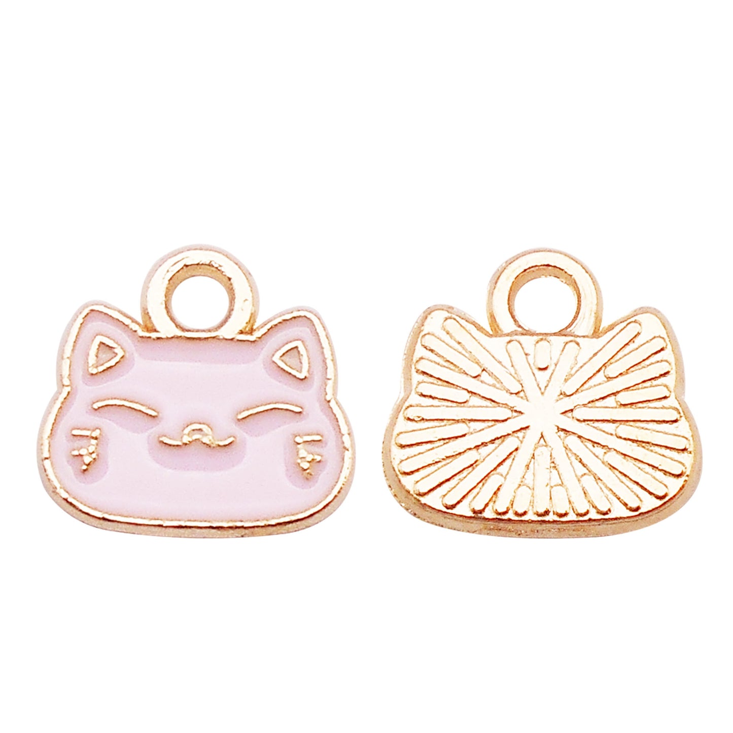 12pcs Cartoon Cat Head Charm 10x10mm Enamel Alloy Pendant for Jewelry Necklace Bracelet Earrings Making DIY Crafts Key Chain Decor