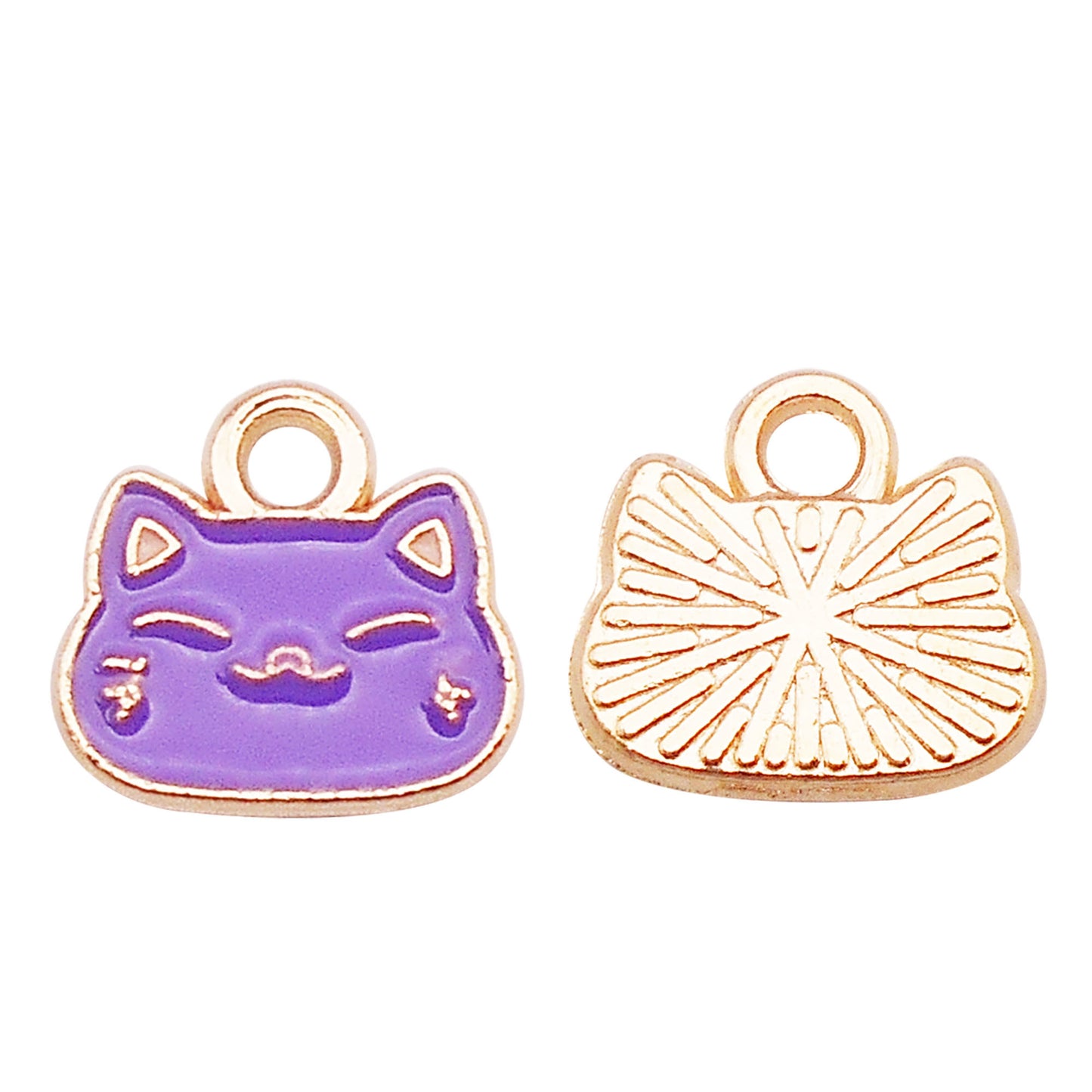 12pcs Cartoon Cat Head Charm 10x10mm Enamel Alloy Pendant for Jewelry Necklace Bracelet Earrings Making DIY Crafts Key Chain Decor