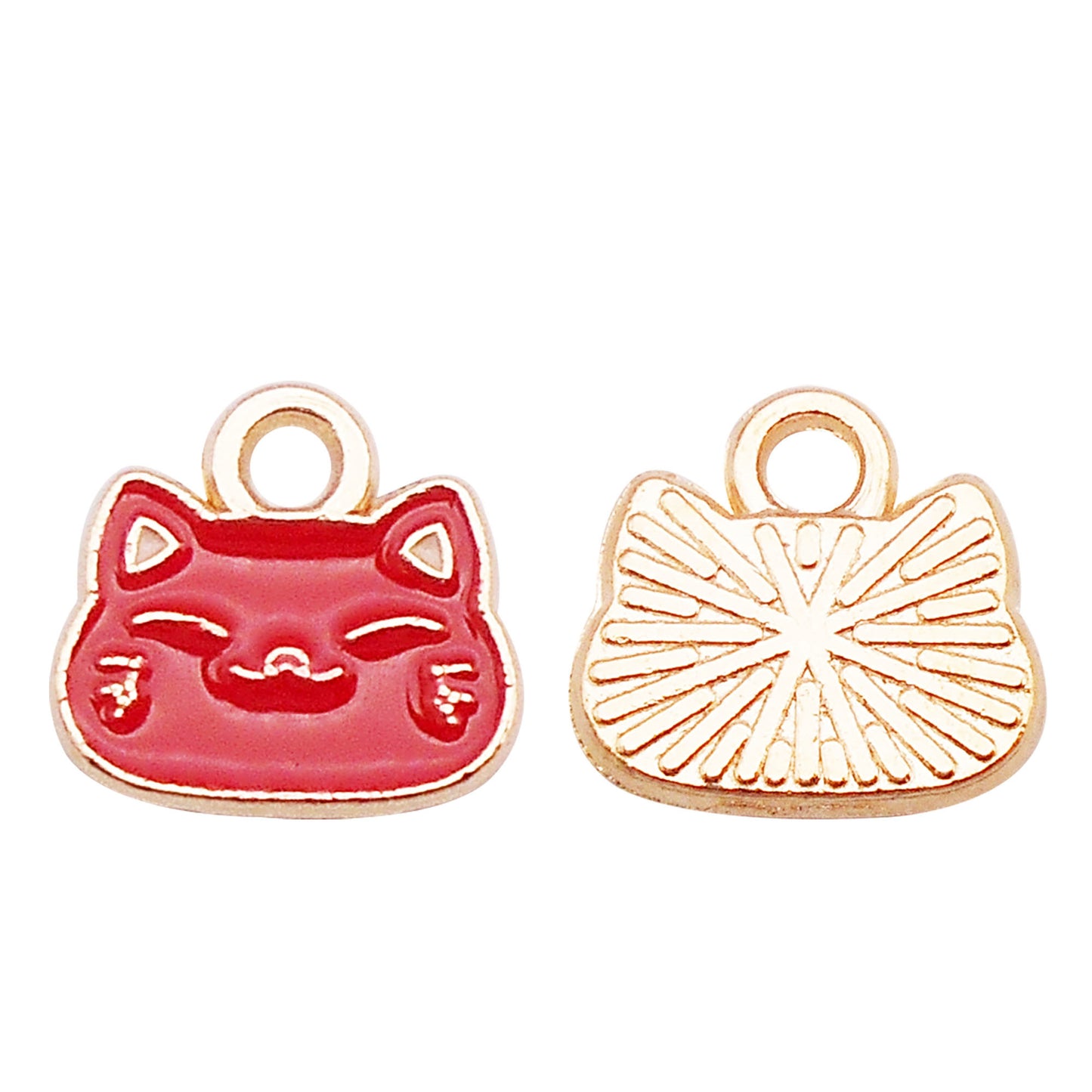 12pcs Cartoon Cat Head Charm 10x10mm Enamel Alloy Pendant for Jewelry Necklace Bracelet Earrings Making DIY Crafts Key Chain Decor