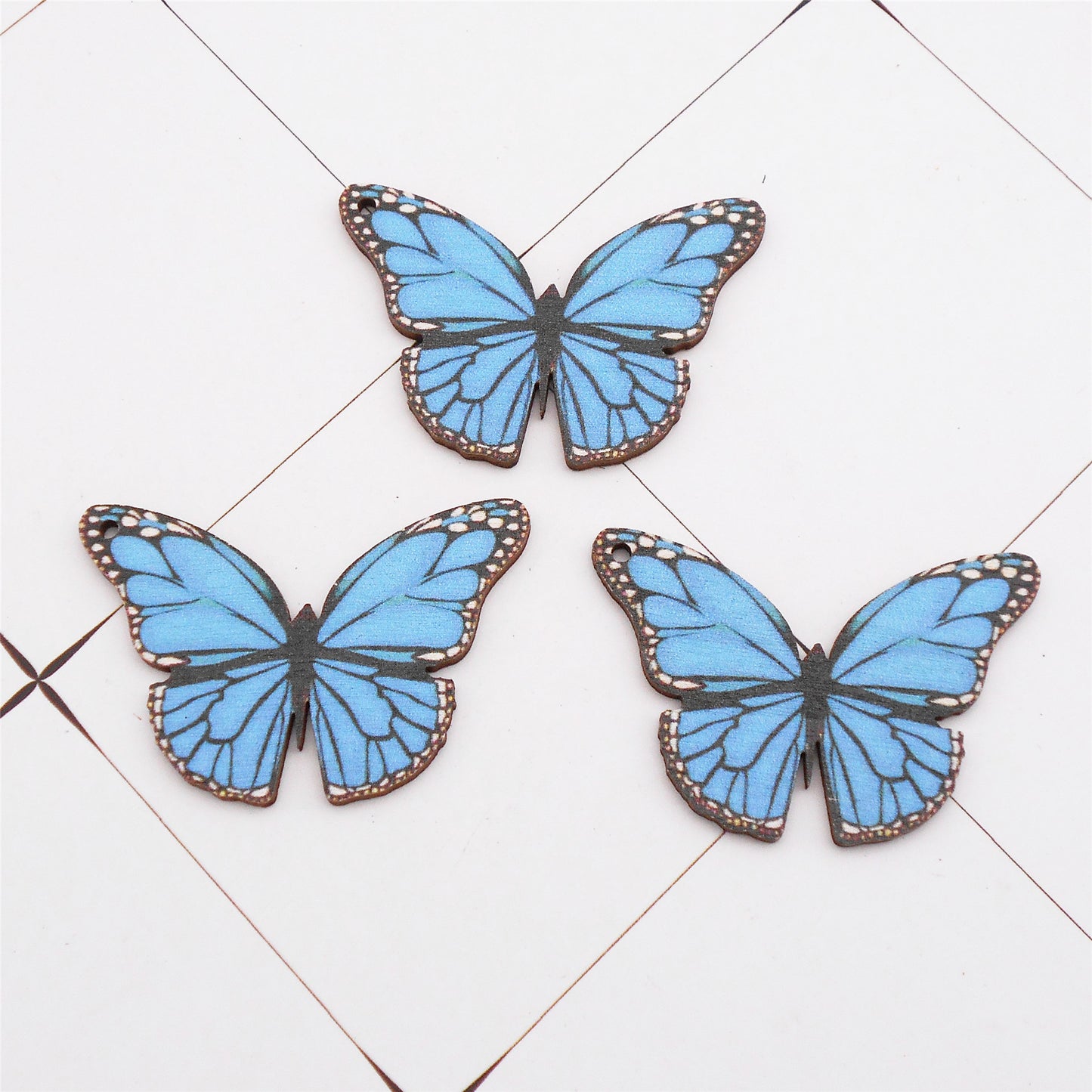 2Pcs Blue Butterfly Charms 30x45mm Wood Butterfly Pendants for DIY Jewelry Making Necklace Bracelet Earrings Decor Crafts Decor