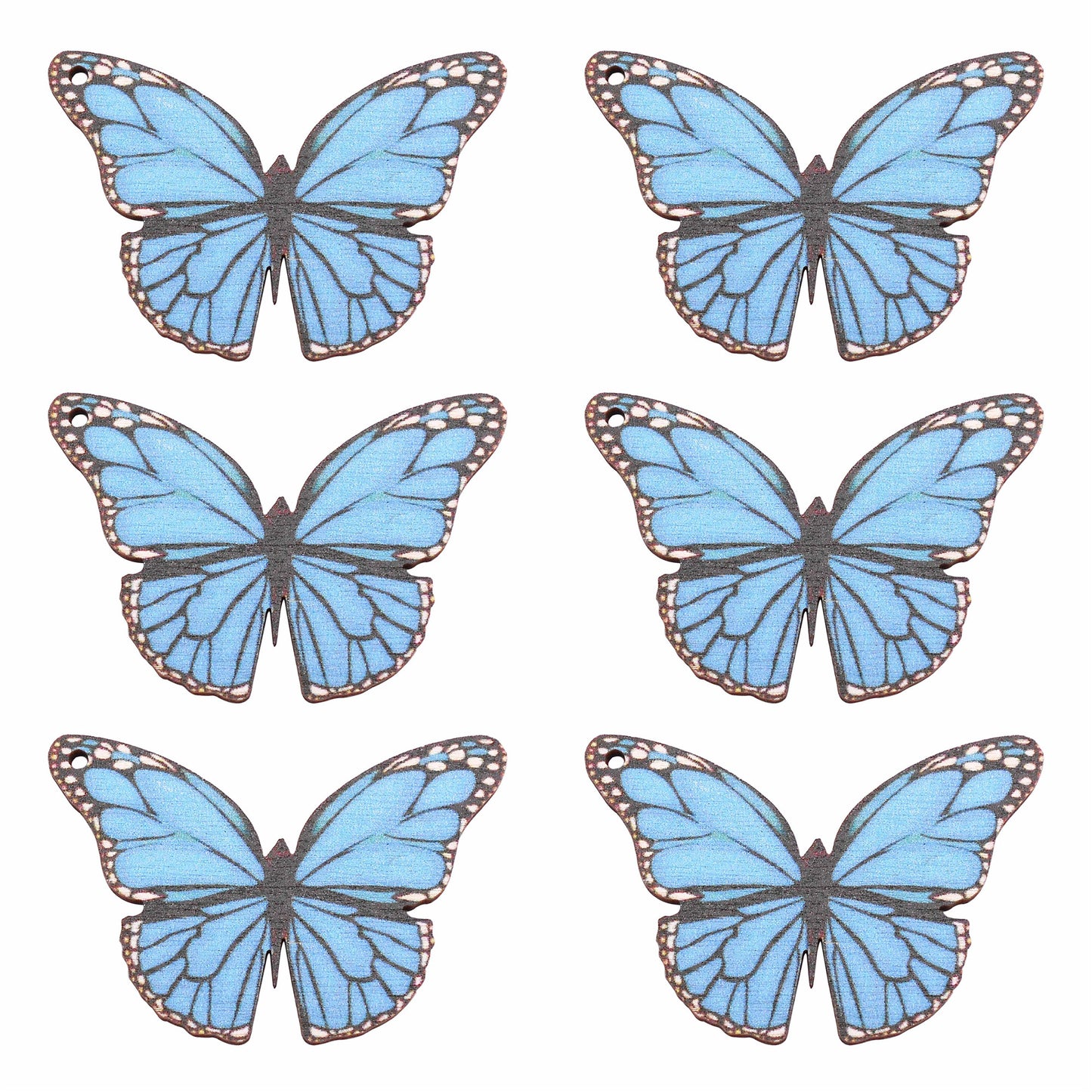 2Pcs Blue Butterfly Charms 30x45mm Wood Butterfly Pendants for DIY Jewelry Making Necklace Bracelet Earrings Decor Crafts Decor