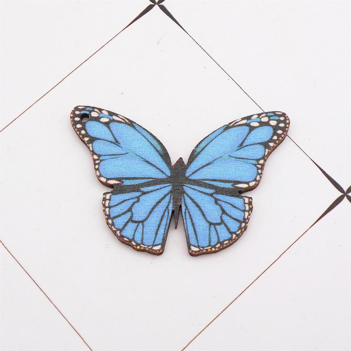 2Pcs Blue Butterfly Charms 30x45mm Wood Butterfly Pendants for DIY Jewelry Making Necklace Bracelet Earrings Decor Crafts Decor