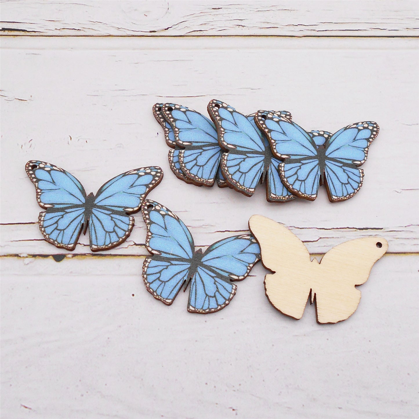 2Pcs Blue Butterfly Charms 30x45mm Wood Butterfly Pendants for DIY Jewelry Making Necklace Bracelet Earrings Decor Crafts Decor