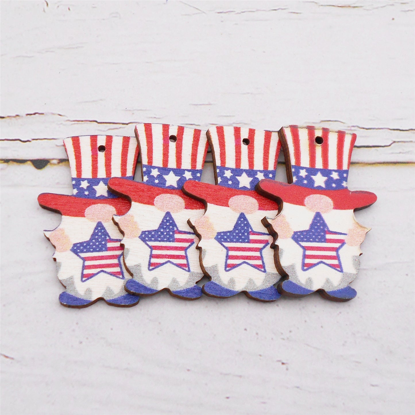 2Pcs Star Flag Pattern Charms Wood Abstract Design American Uncle Dangle for Pendant Jewelry (Necklace, Bracelet, Earrings) Making 39x27mm