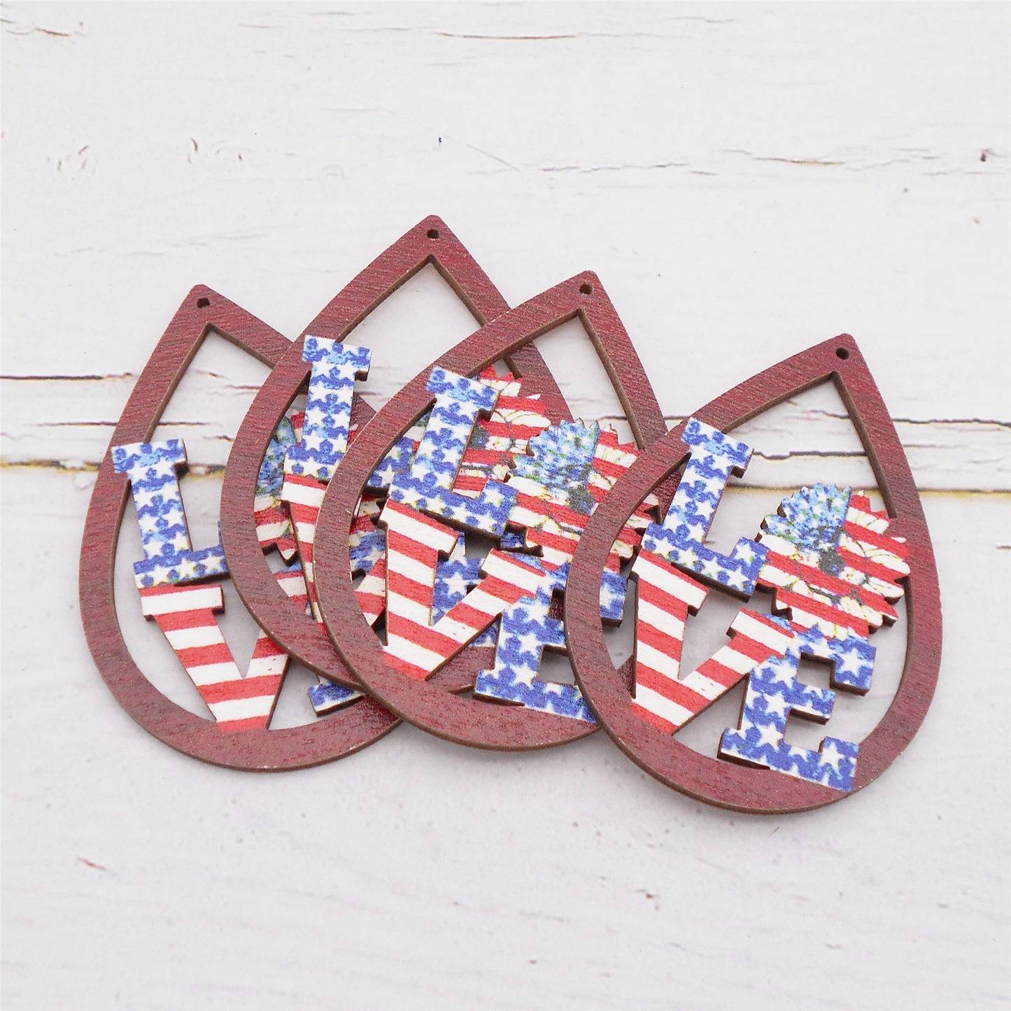 2Pcs Wooden Alphabet Love Charms 57x41mm Teardrop Frame Pendant for DIY Jewelry Making & Crafts
