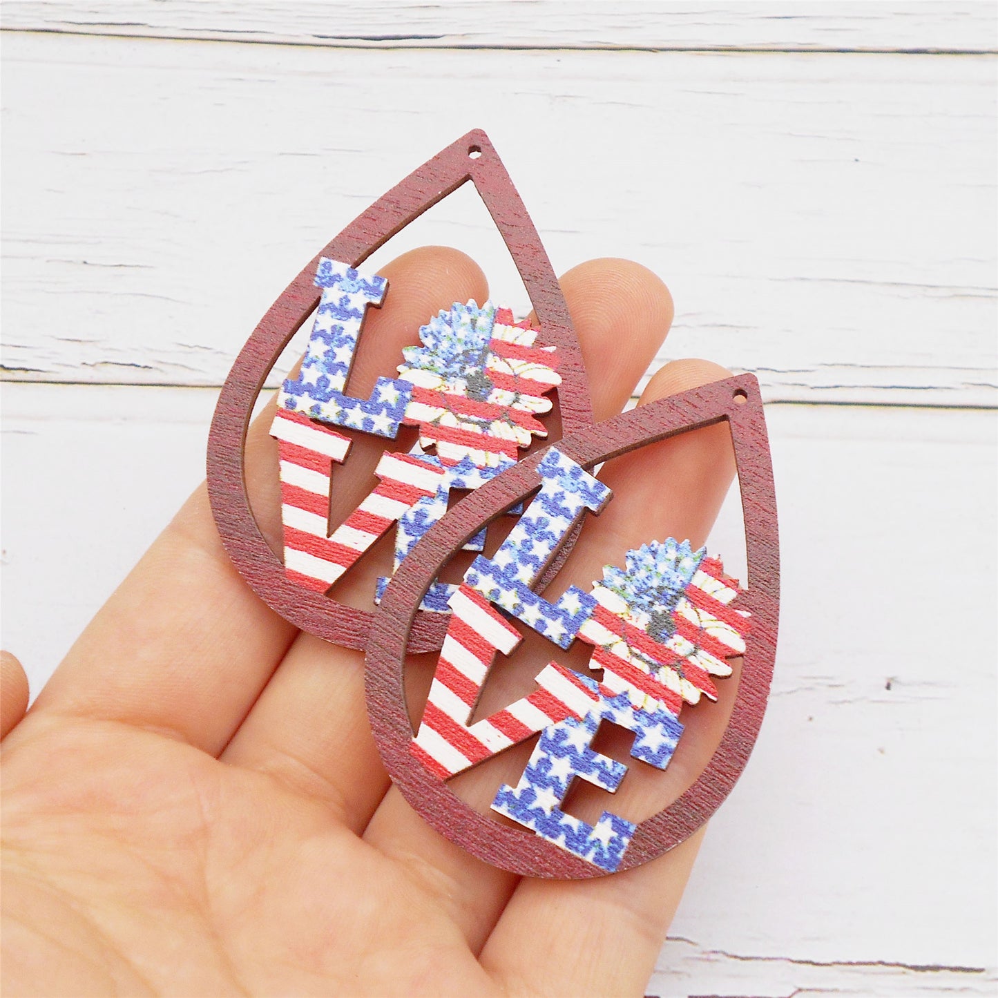 2Pcs Wooden Alphabet Love Charms 57x41mm Teardrop Frame Pendant for DIY Jewelry Making & Crafts