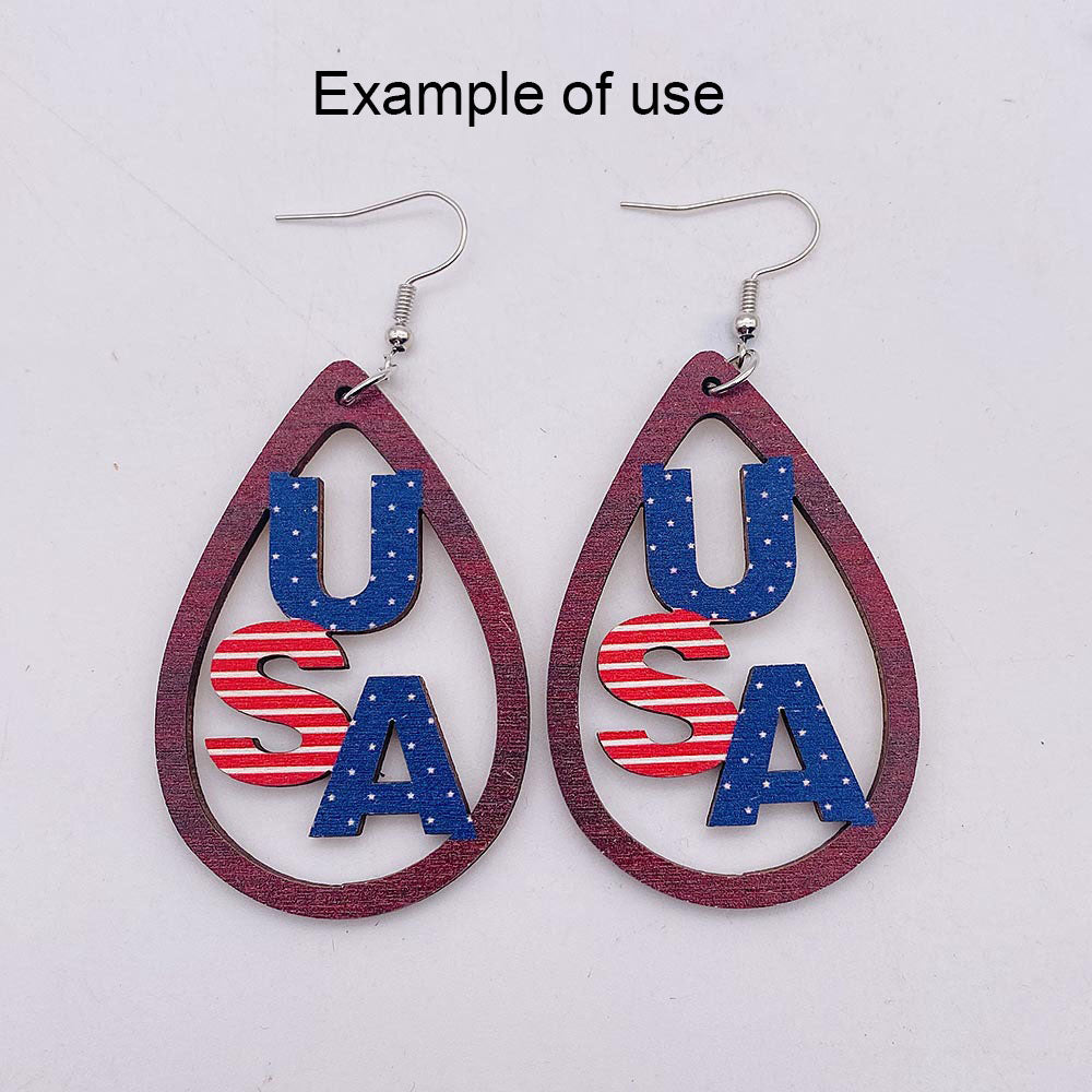 2Pcs 57x38mm Wood Teardrop Frame Charm Alphabet USA Wooden Dangle for DIY Jewelry Making Crafts Supplies Necklace Bracelet Earrings Charms