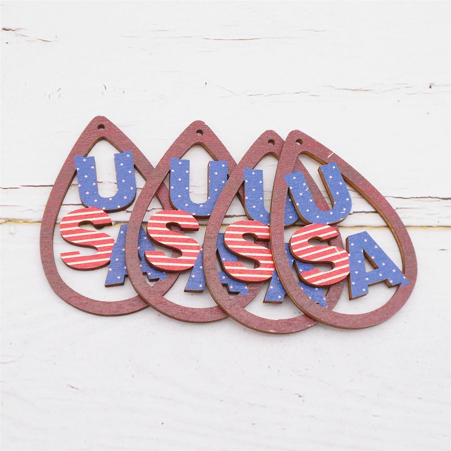 2Pcs 57x38mm Wood Teardrop Frame Charm Alphabet USA Wooden Dangle for DIY Jewelry Making Crafts Supplies Necklace Bracelet Earrings Charms