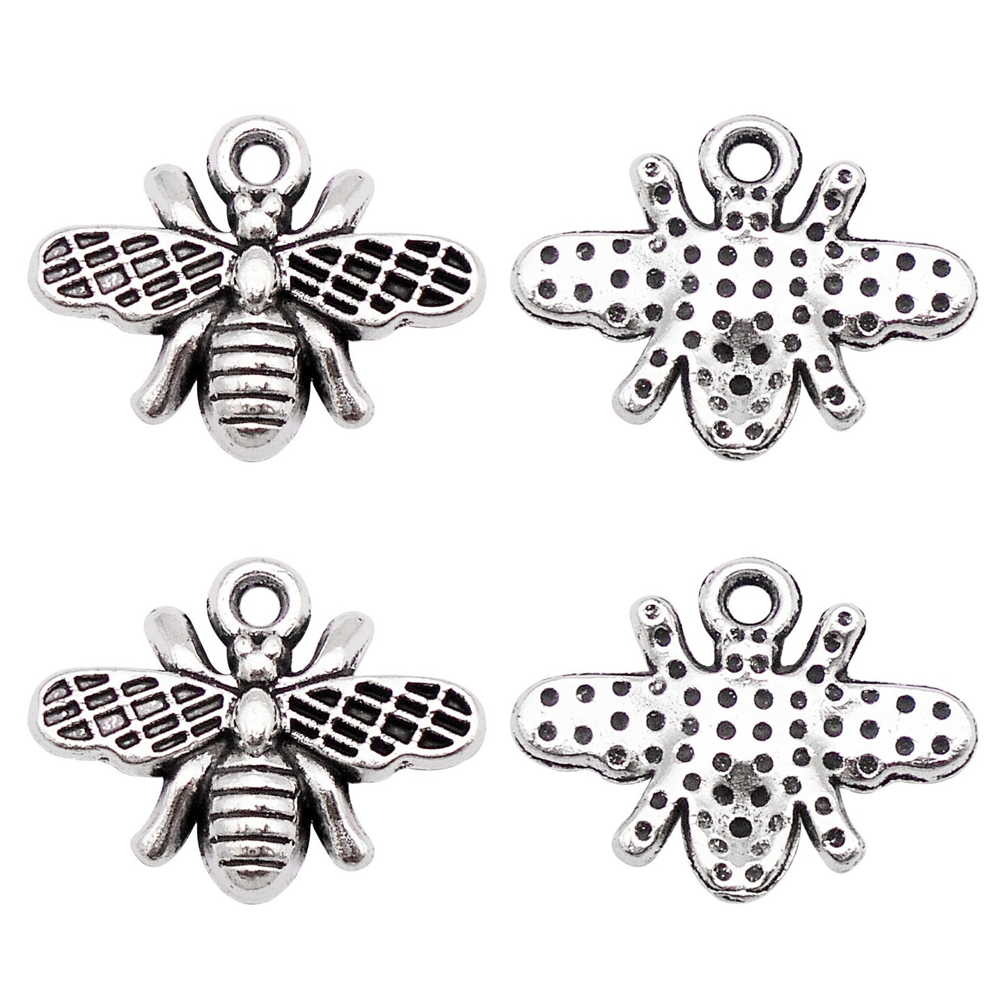 10Pcs Antiqued Silver Bee Charms 14x18mm Metal Insect Pendants for DIY Jewelry (Necklace, Bracelet, Earrings) Making, Crafts Supplies, Phone Chain Dangle Decor