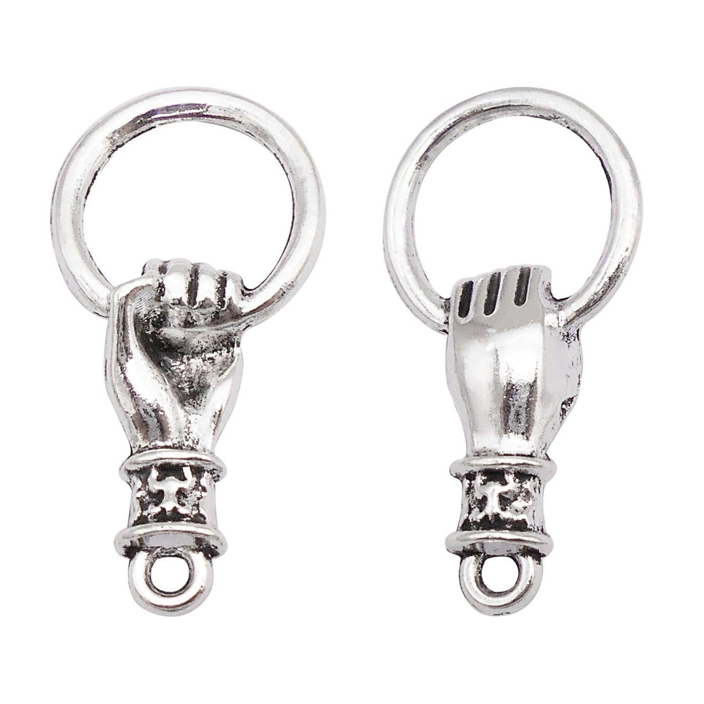 10Pcs Retro Silver Hand-Holding-Hoop Charms 27x13mm Metal Pendant for Jewelry Making DIY Crafts Necklace Bracelet Decor