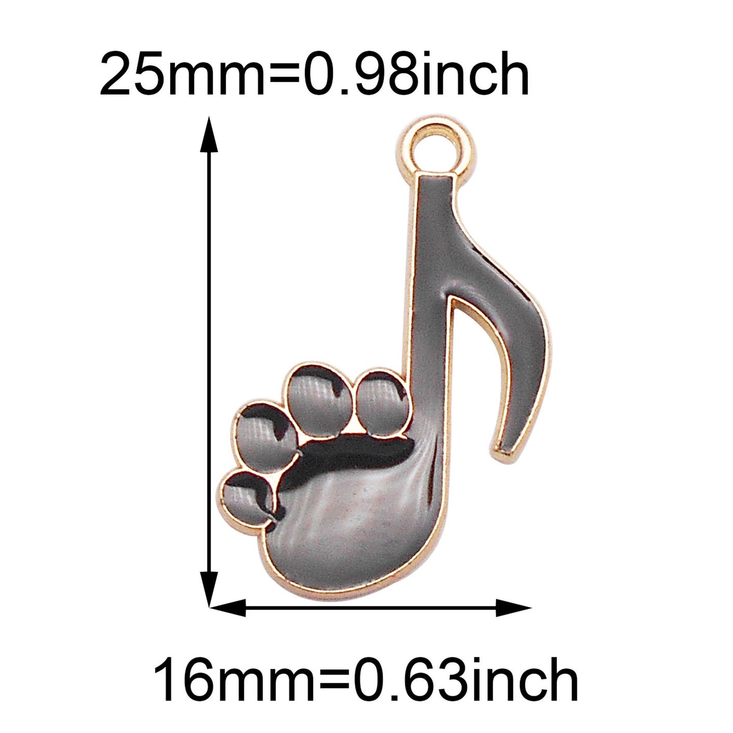 6Pcs Enamel Cat&Piano Charm Metal Cat Paw Music Note Pendant for Jewelry Making, DIY Crafts Supplies, Necklace & Earrings Decor