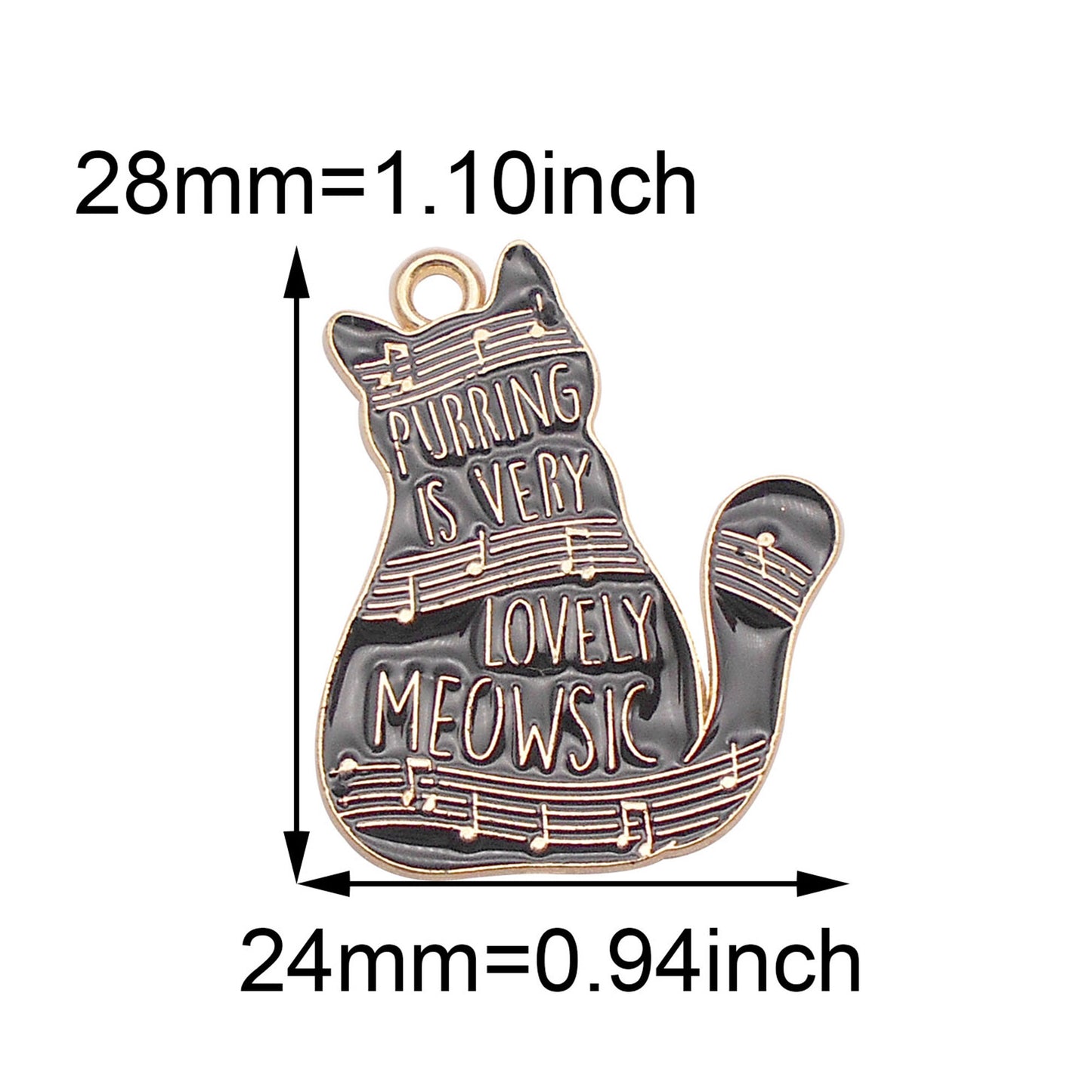 6Pcs Enamel Cat&Piano Charm Metal Cat Paw Music Note Pendant for Jewelry Making, DIY Crafts Supplies, Necklace & Earrings Decor