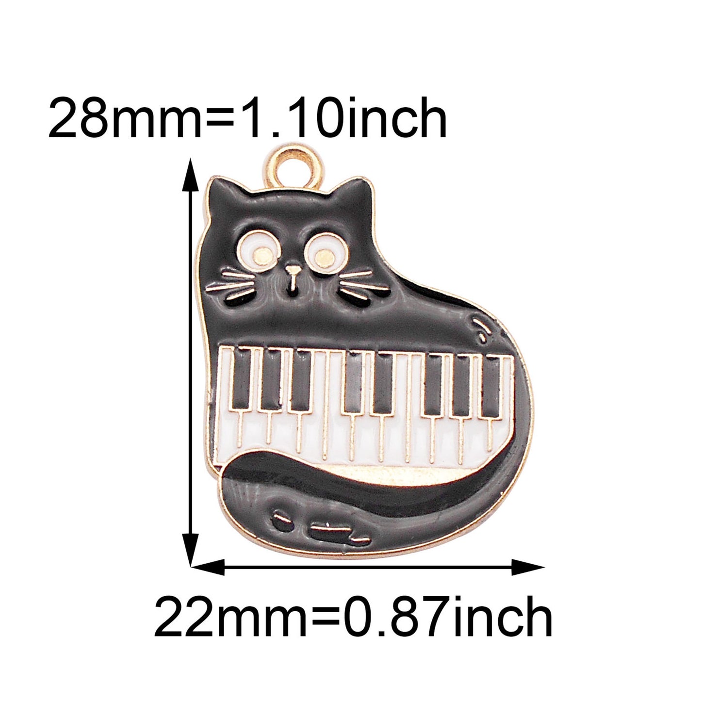 6Pcs Enamel Cat&Piano Charm Metal Cat Paw Music Note Pendant for Jewelry Making, DIY Crafts Supplies, Necklace & Earrings Decor