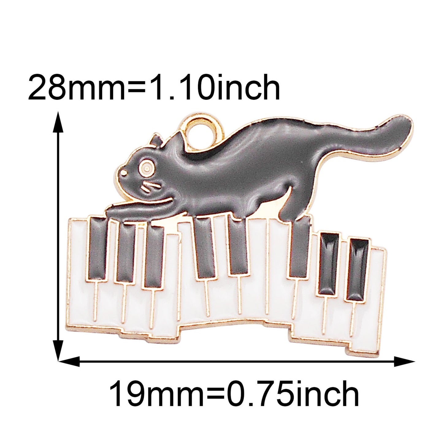 6Pcs Enamel Cat&Piano Charm Metal Cat Paw Music Note Pendant for Jewelry Making, DIY Crafts Supplies, Necklace & Earrings Decor