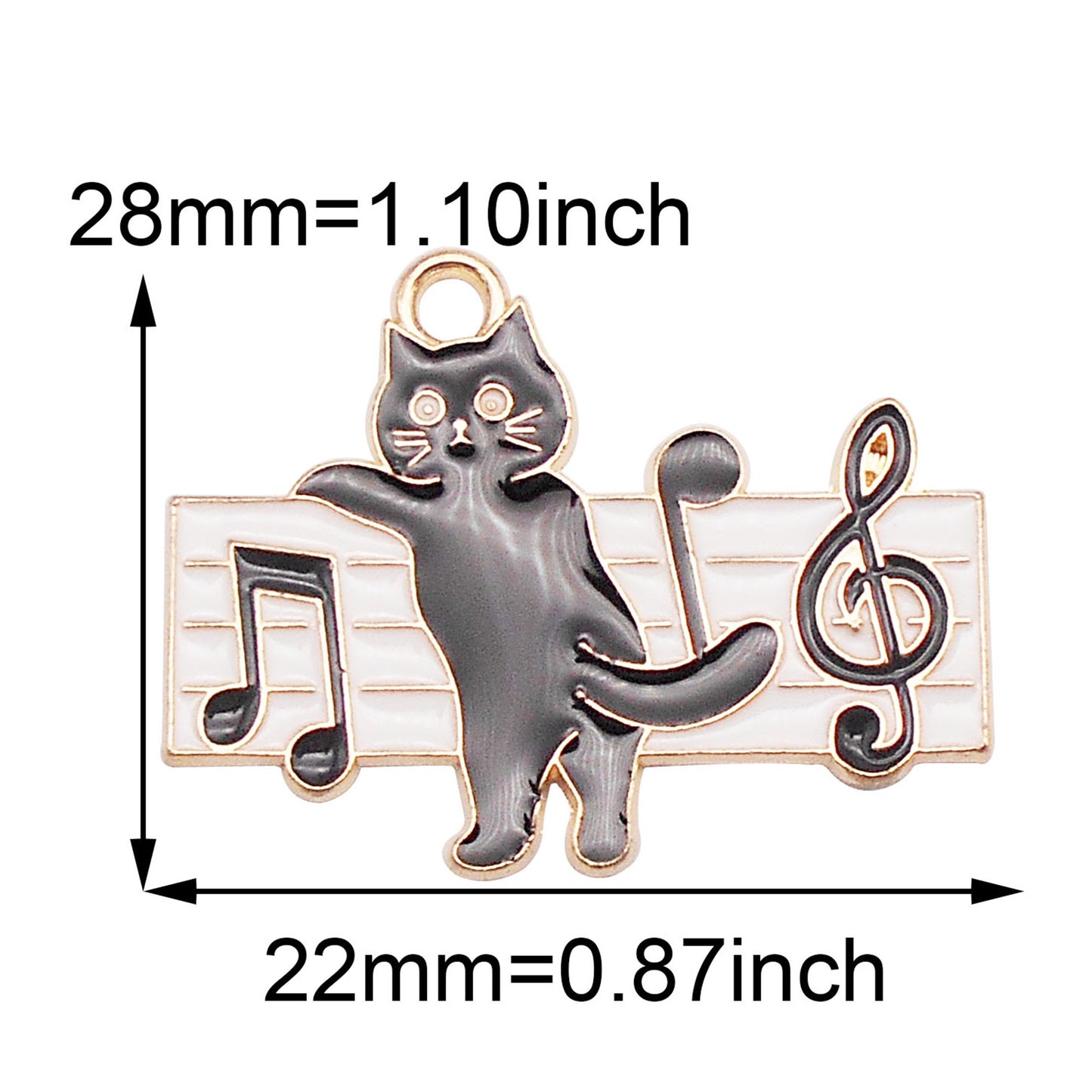 6Pcs Enamel Cat&Piano Charm Metal Cat Paw Music Note Pendant for Jewelry Making, DIY Crafts Supplies, Necklace & Earrings Decor
