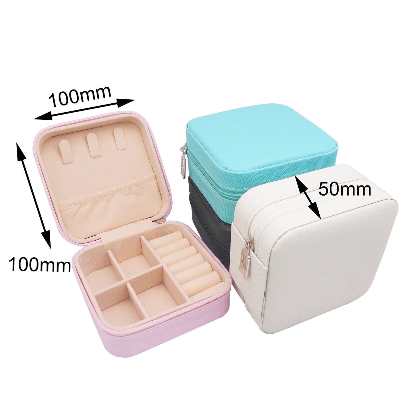1 Piece Single Layer Jewelry Box Ladies Travel Jewelry Case Earrings Rings Organizer Box with Compartments Classic Portable Storage Box