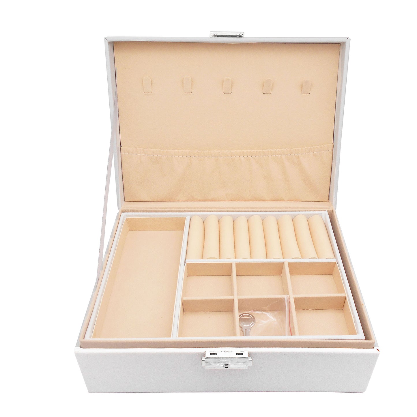 1 Piece Two-Layer Jewelry Box with Compartments Necklace Earrings Organizer Box Classic Black White Jewelry Storage Box for Rings Bracelets