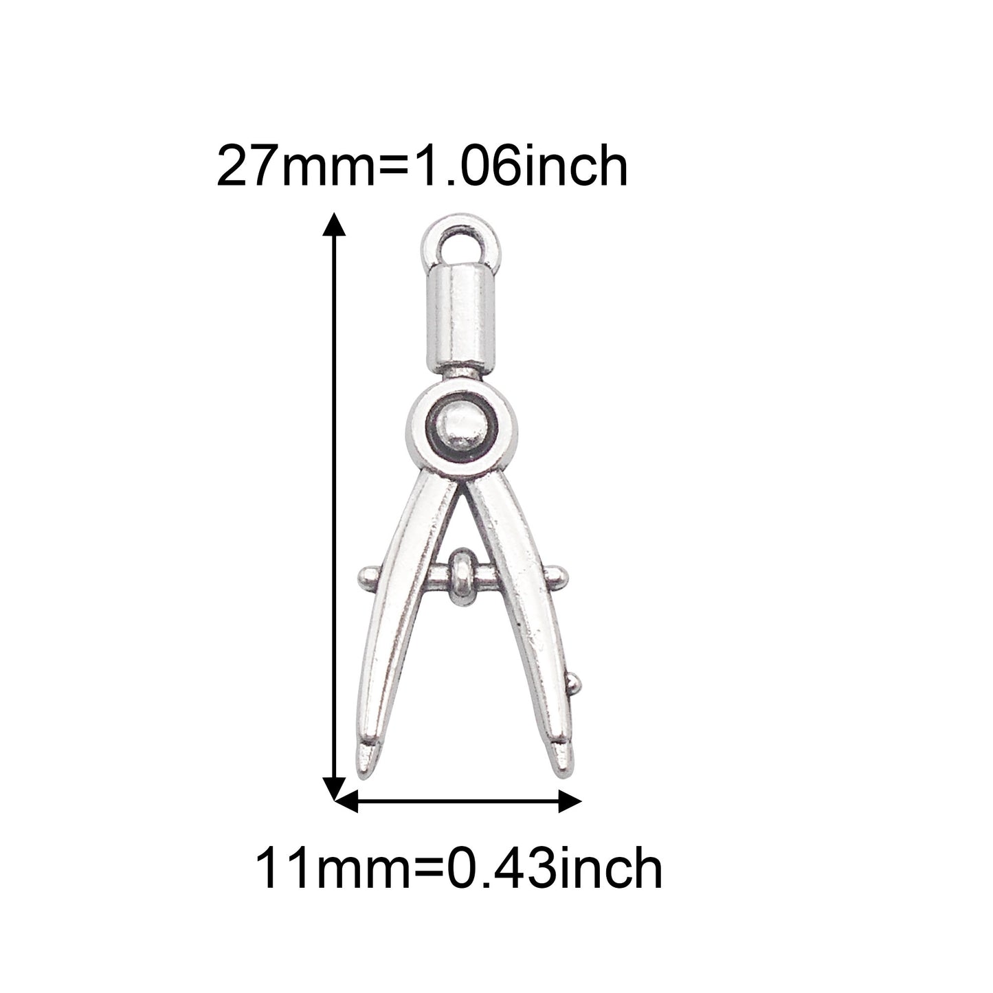 9Pcs Retro Silver Graduation Cap Ruler Pencil Charms Math Theme Study Pendant Metal for Jewelry Making, Graduation Gifrs