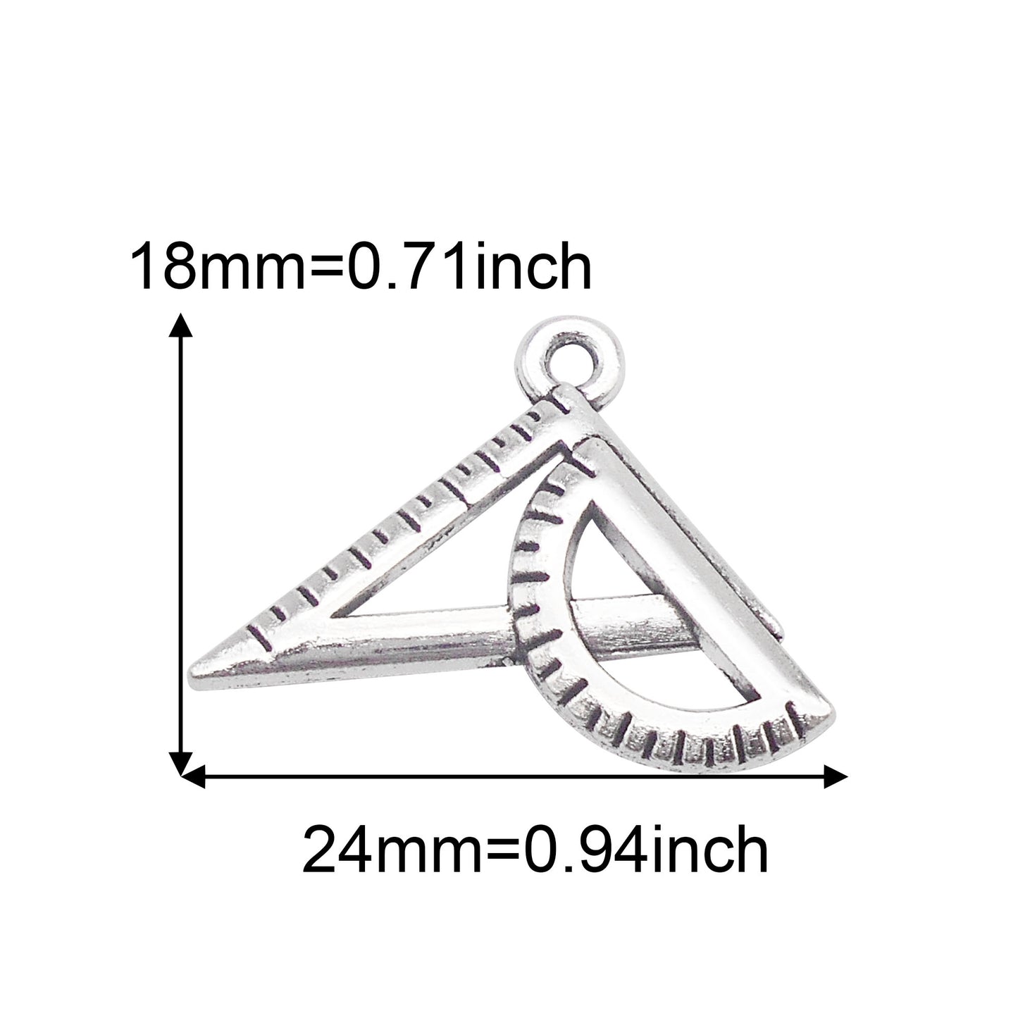 9Pcs Retro Silver Graduation Cap Ruler Pencil Charms Math Theme Study Pendant Metal for Jewelry Making, Graduation Gifrs