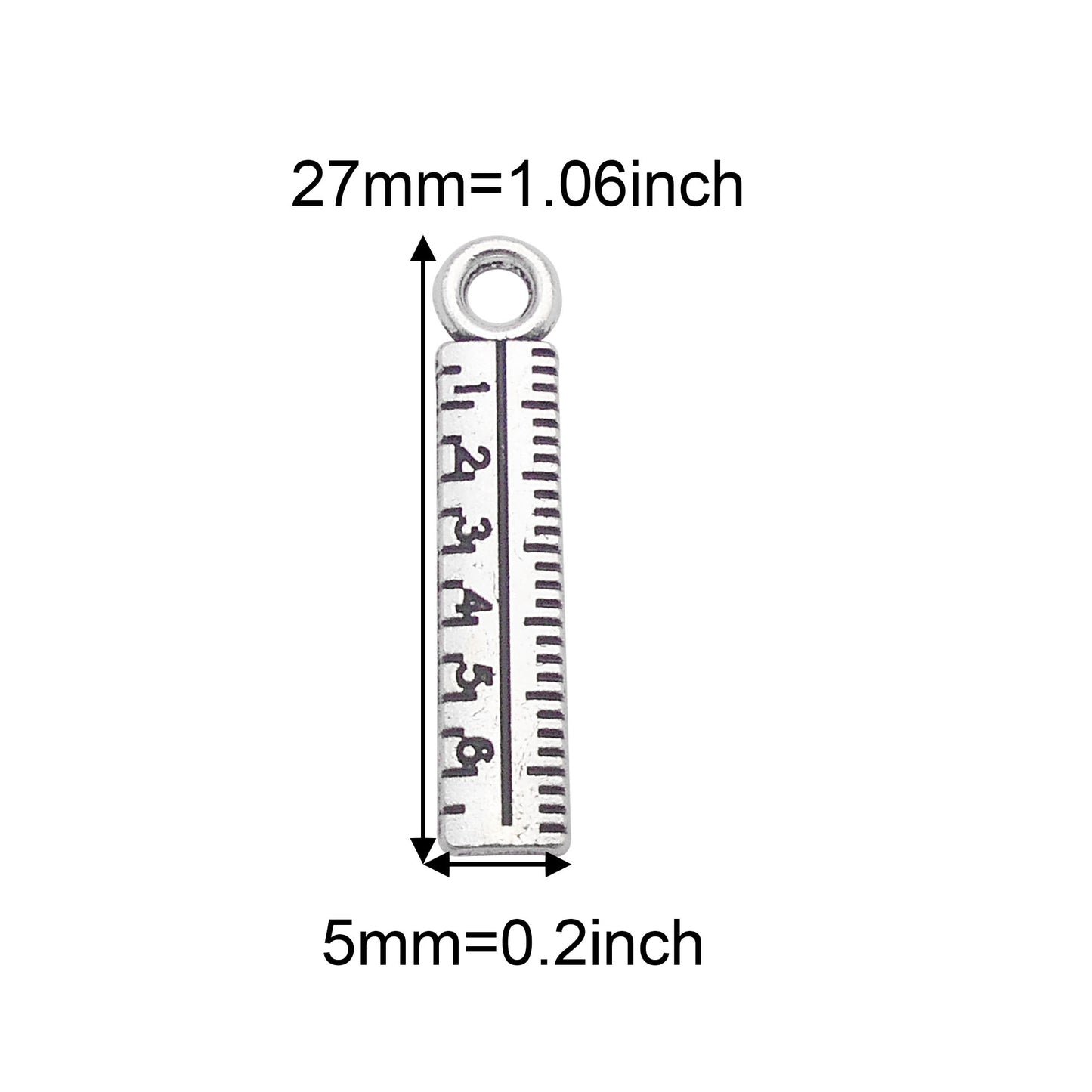 9Pcs Retro Silver Graduation Cap Ruler Pencil Charms Math Theme Study Pendant Metal for Jewelry Making, Graduation Gifrs