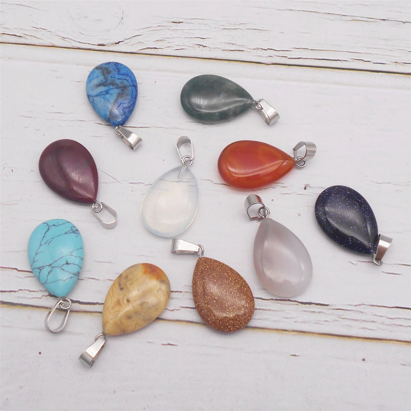 1 Piece Natural Agate Stone Charms Teardrop Shaped Opal Pendants for Jewelry Making, DIY Crafts Supplies, Necklace & Bracelet Decor