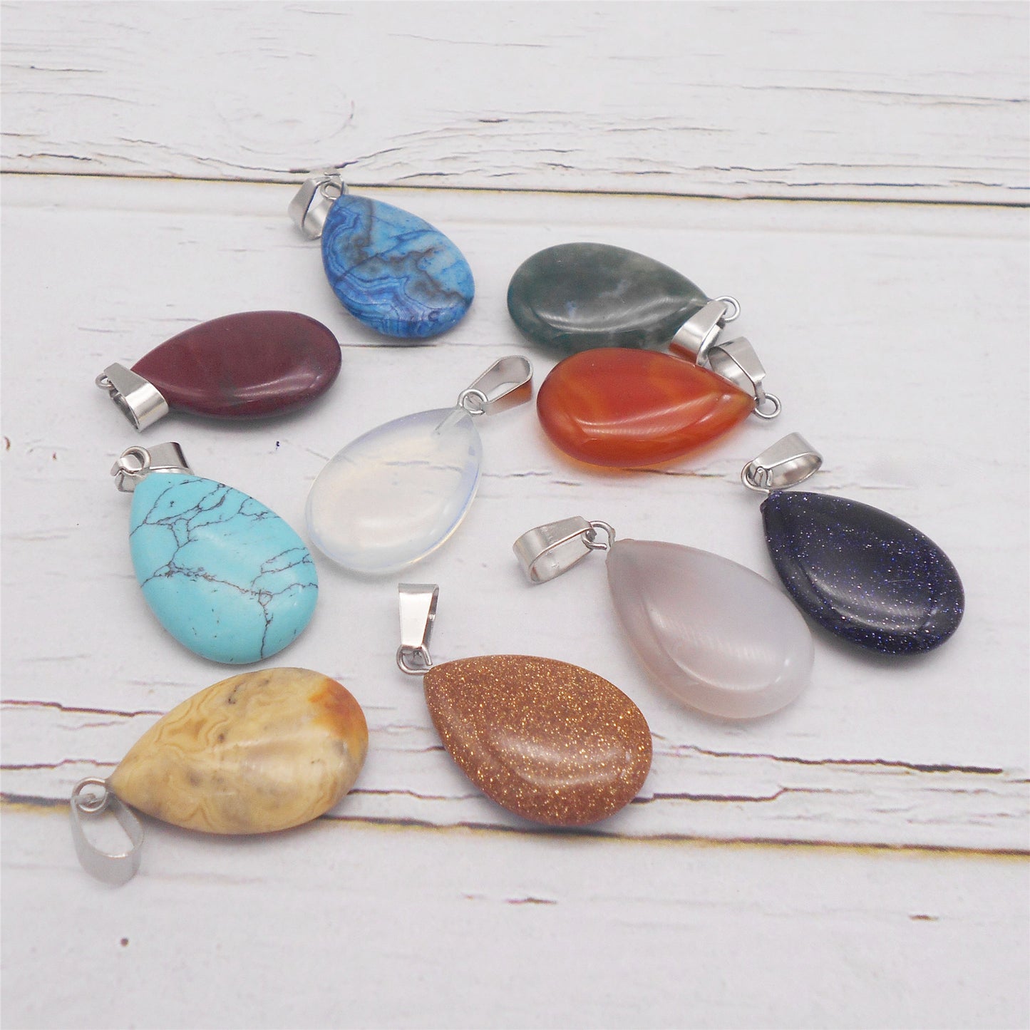 1 Piece Natural Agate Stone Charms Teardrop Shaped Opal Pendants for Jewelry Making, DIY Crafts Supplies, Necklace & Bracelet Decor