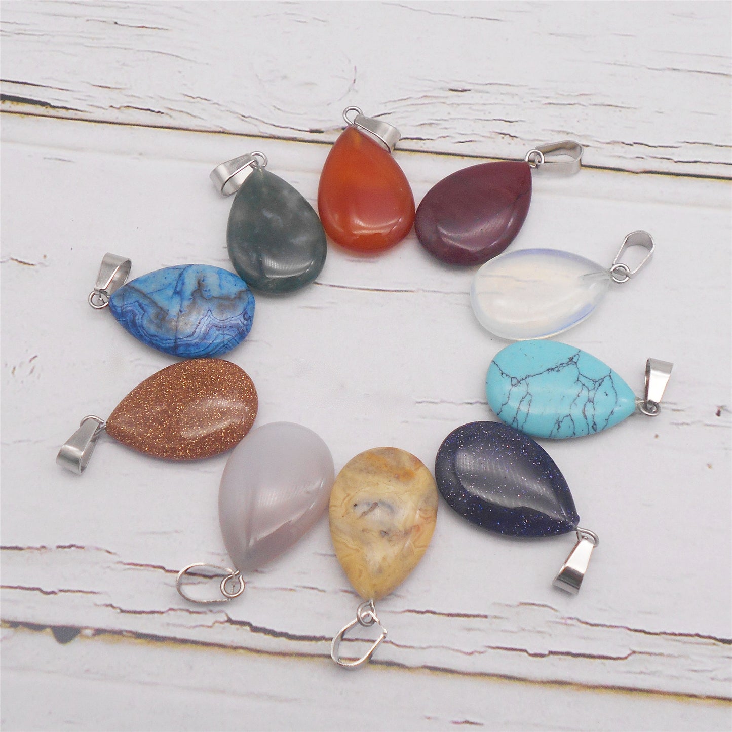 1 Piece Natural Agate Stone Charms Teardrop Shaped Opal Pendants for Jewelry Making, DIY Crafts Supplies, Necklace & Bracelet Decor