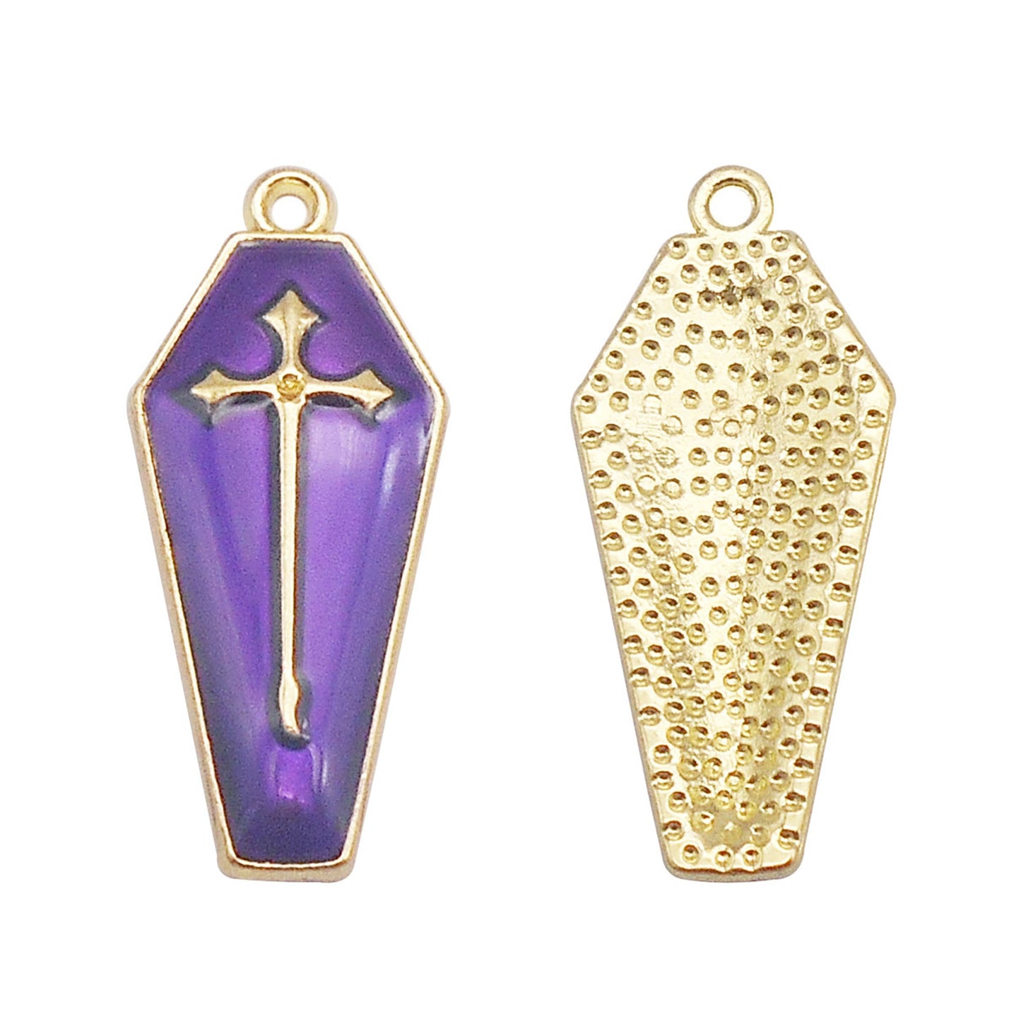 6Pcs Enamel Cross Coffin Charms 26x11mm Metal Halloween Pendants for DIY Jewelry Making, Necklace Earrings Decor, Crafts Supplies