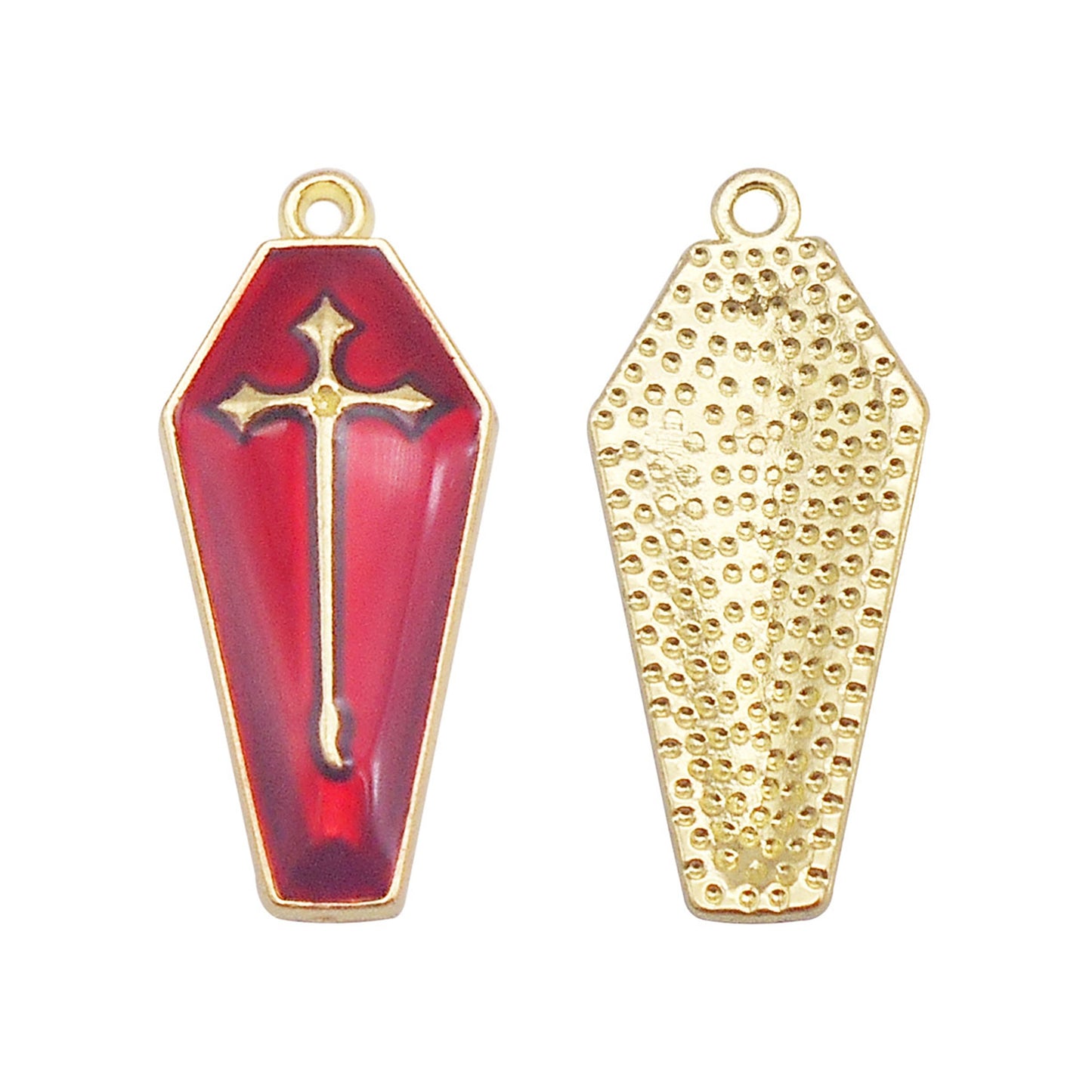 6Pcs Enamel Cross Coffin Charms 26x11mm Metal Halloween Pendants for DIY Jewelry Making, Necklace Earrings Decor, Crafts Supplies