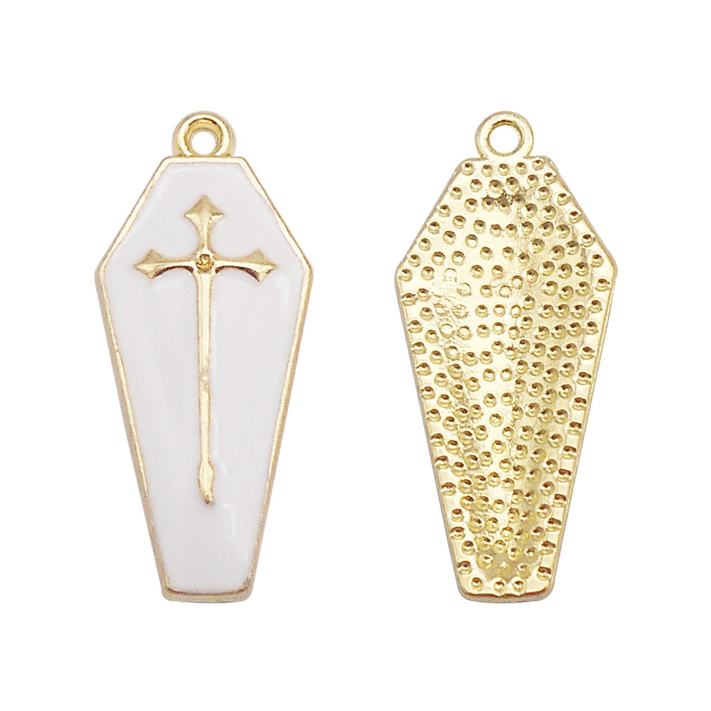 6Pcs Enamel Cross Coffin Charms 26x11mm Metal Halloween Pendants for DIY Jewelry Making, Necklace Earrings Decor, Crafts Supplies