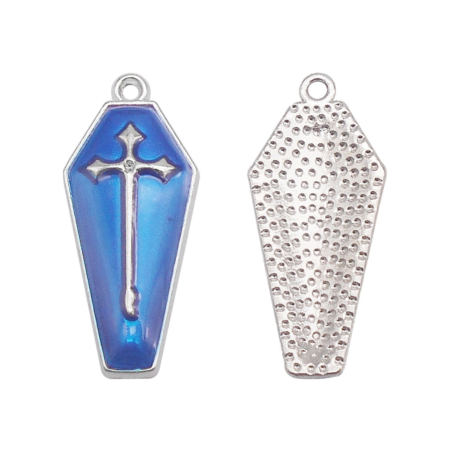 6Pcs Enamel Cross Coffin Charms 26x11mm Metal Halloween Pendants for DIY Jewelry Making, Necklace Earrings Decor, Crafts Supplies