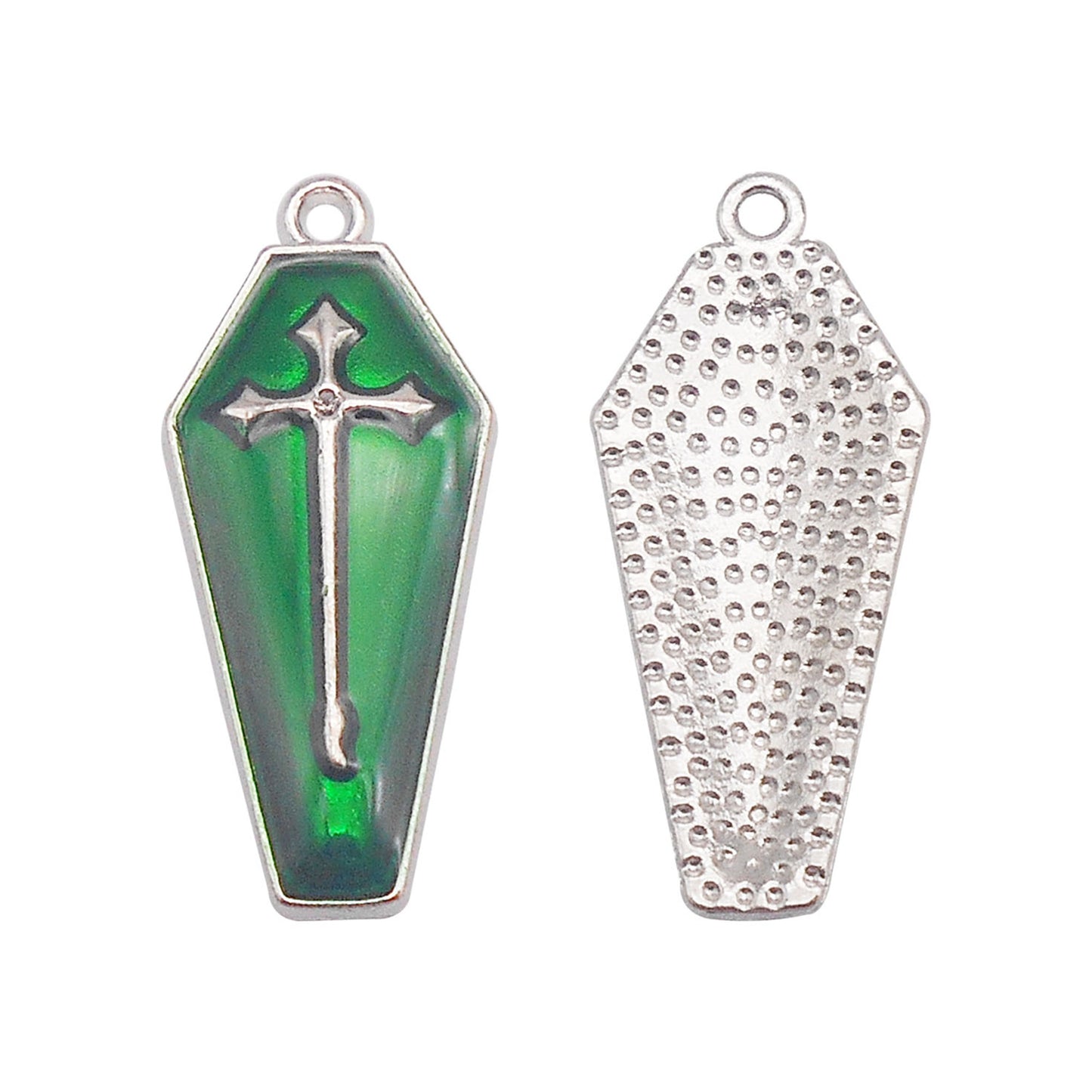 6Pcs Enamel Cross Coffin Charms 26x11mm Metal Halloween Pendants for DIY Jewelry Making, Necklace Earrings Decor, Crafts Supplies