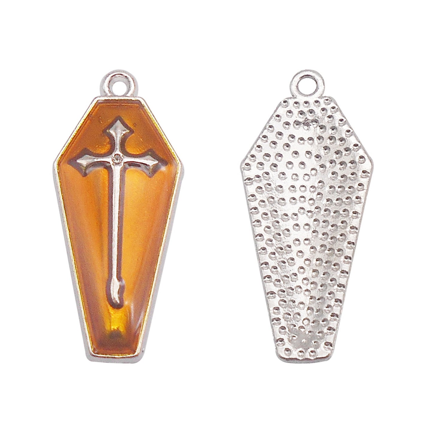 6Pcs Enamel Cross Coffin Charms 26x11mm Metal Halloween Pendants for DIY Jewelry Making, Necklace Earrings Decor, Crafts Supplies