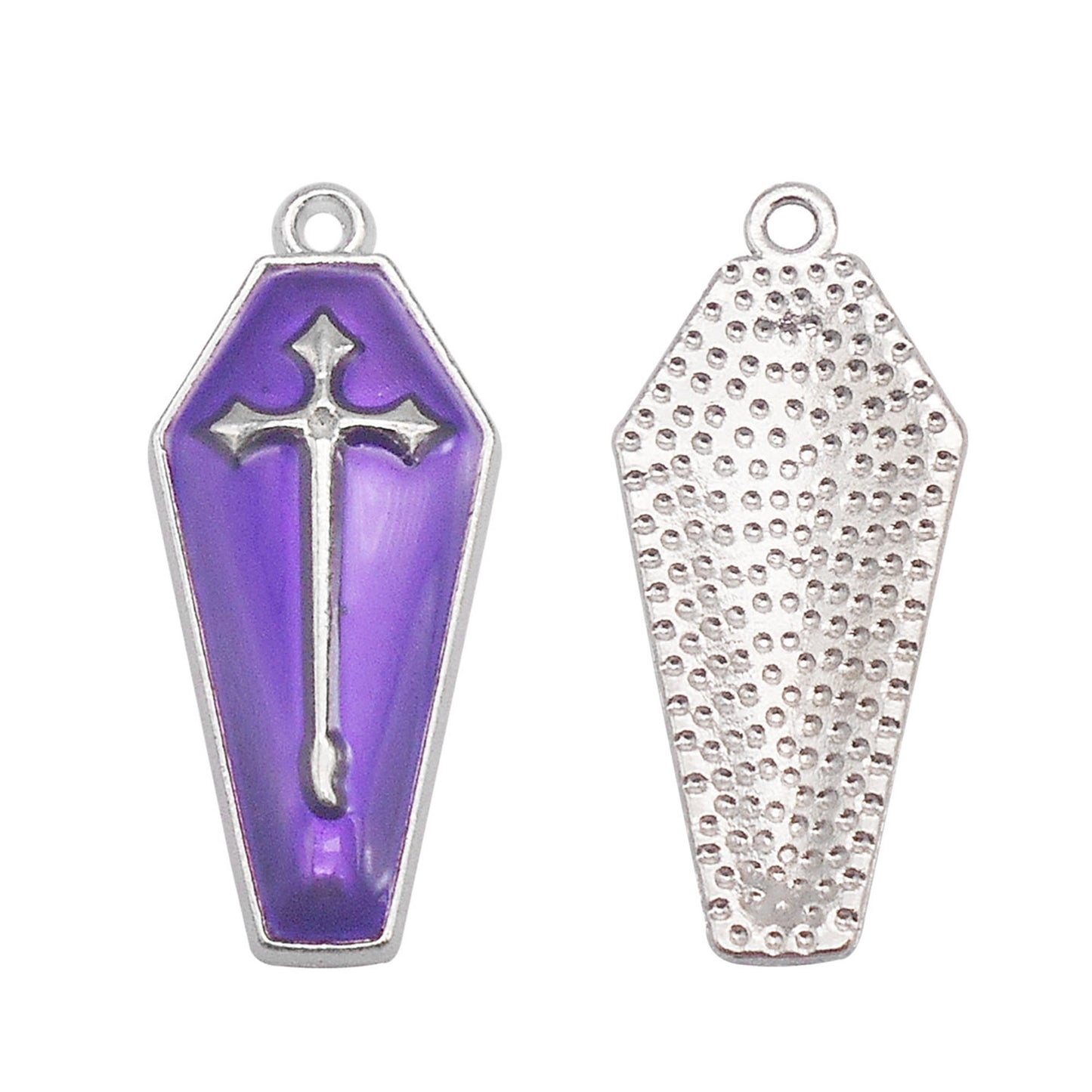 6Pcs Enamel Cross Coffin Charms 26x11mm Metal Halloween Pendants for DIY Jewelry Making, Necklace Earrings Decor, Crafts Supplies